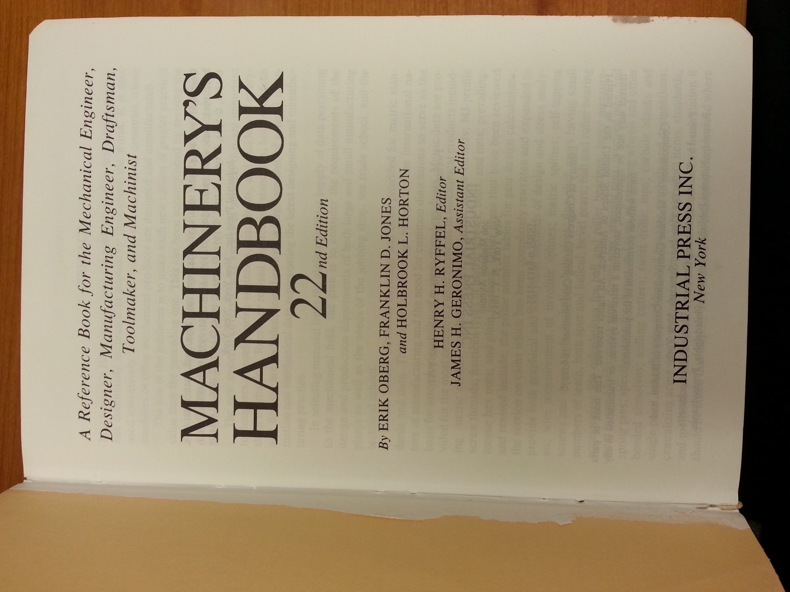 Machinery's Handbook used book depot