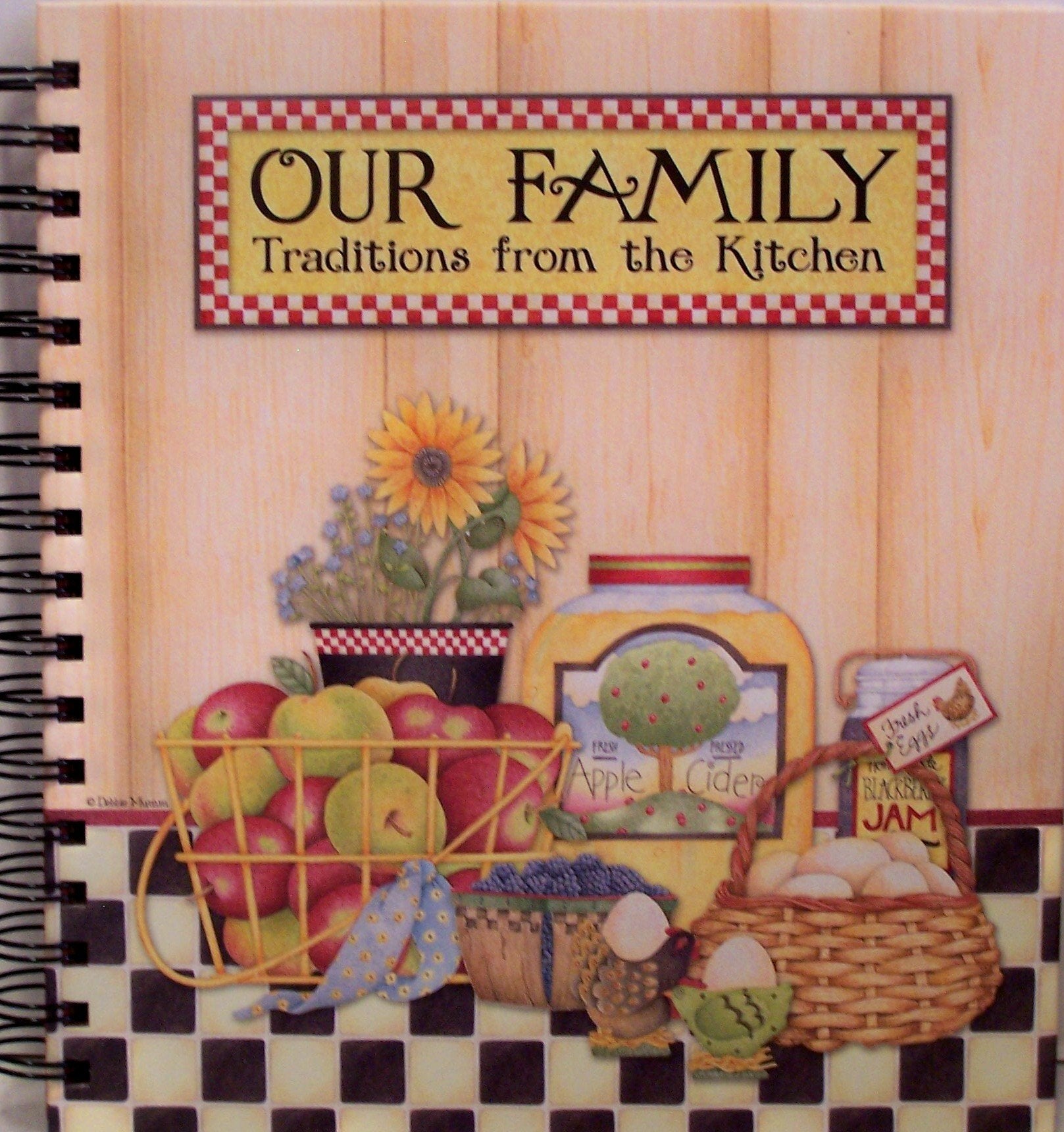 Debbie Mumm, Our Family: Traditions from the Kitchen: Recipe Keeper cover with kitchen-themed illustrations.
