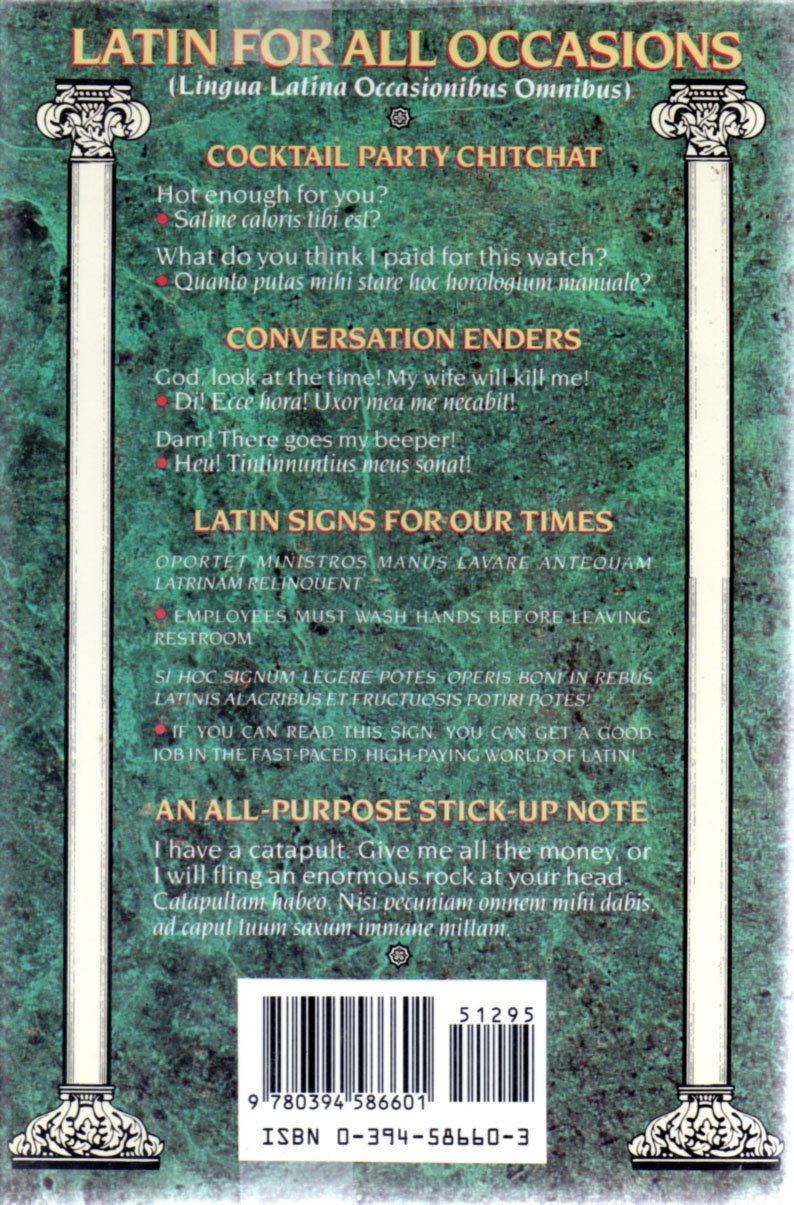 Latin for All Occasions: Lingua Latina Occasionibus Omnibus (English and Latin Edition) used book depot