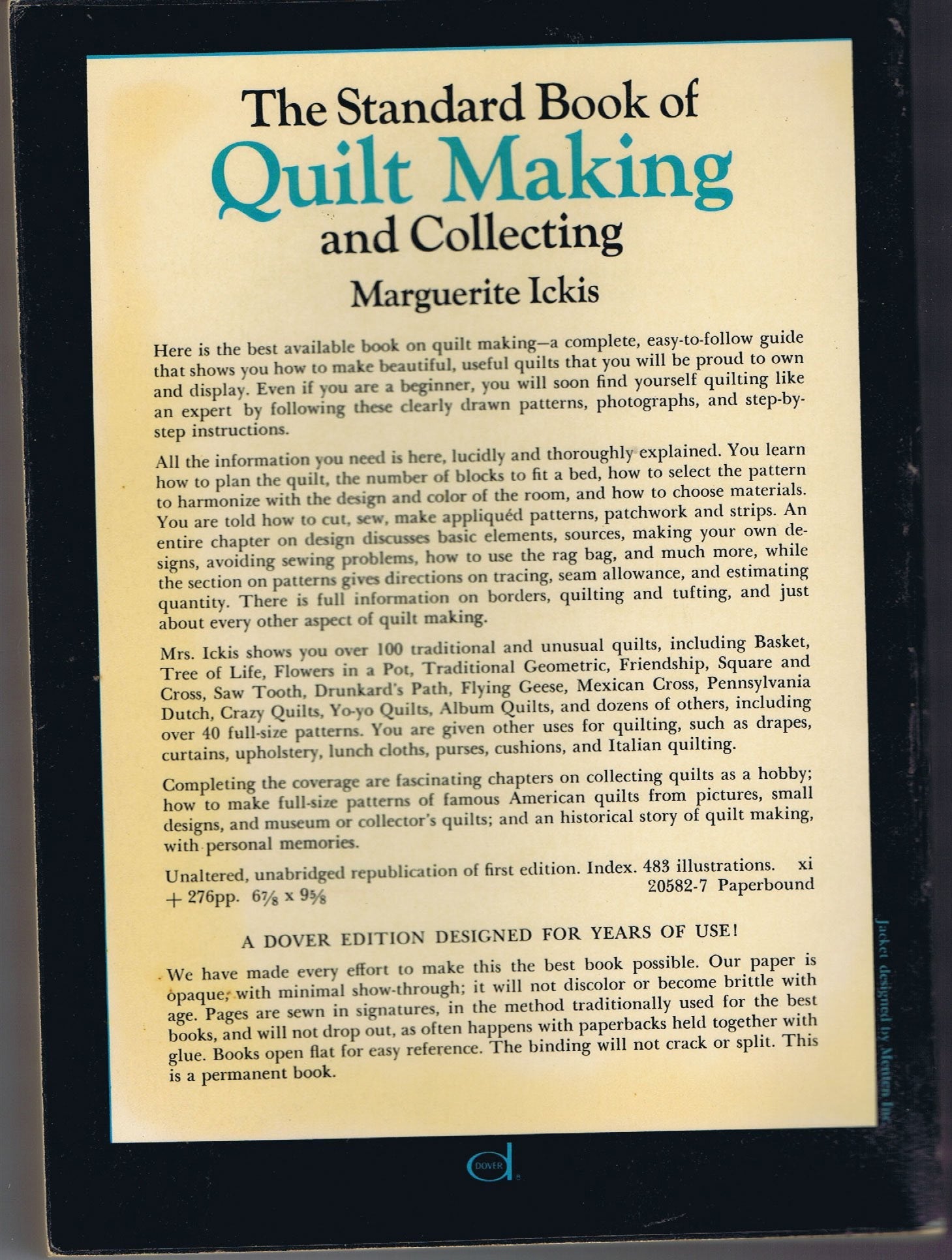 The Standard Book of Quilt Making and Collecting (Dover Quilting) used book depot