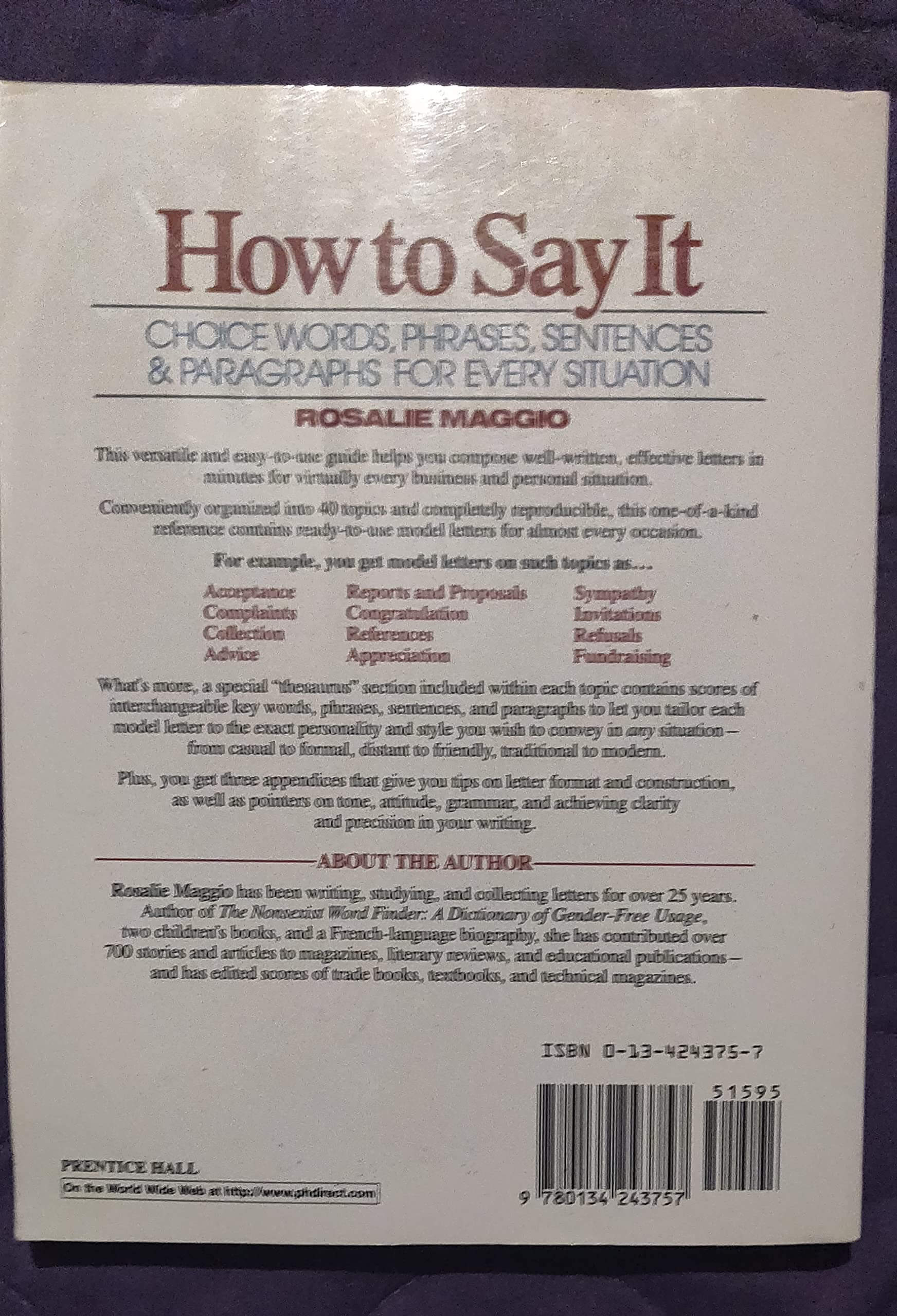 How to Say It : Choice Words, Phrases, Sentences, and Paragraphs for Every Situation used book depot