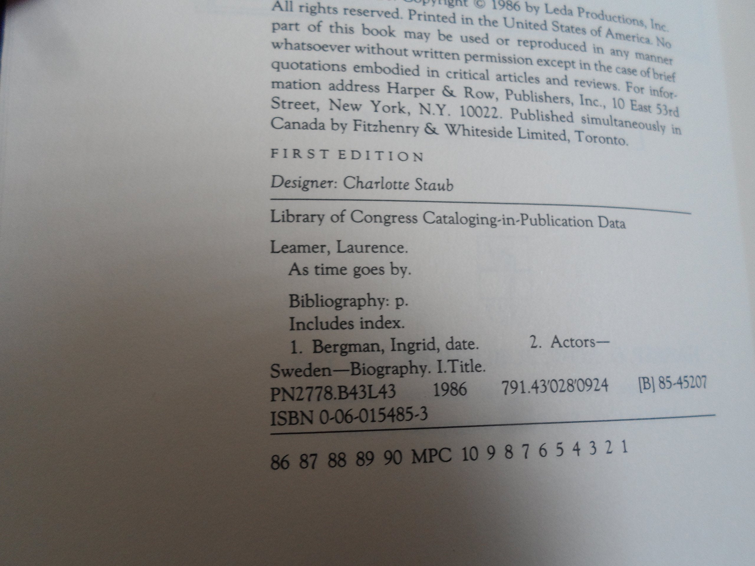 As Time Goes by: The Life of Ingrid Bergman used book depot