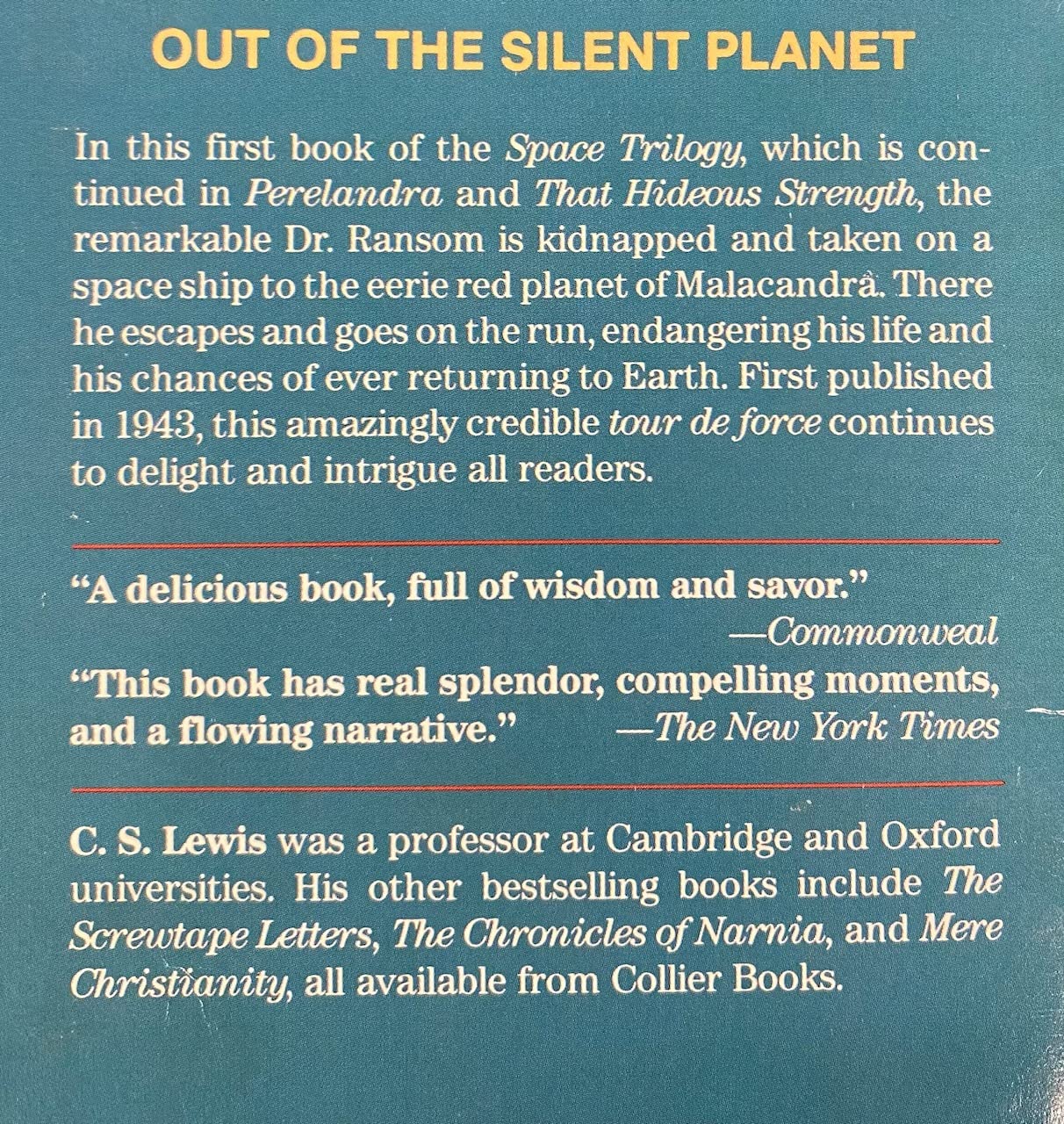 Space Trilogy: Out of the Silent Planet, Perelandra, That Hideous Strength (Boxed Set) used book depot