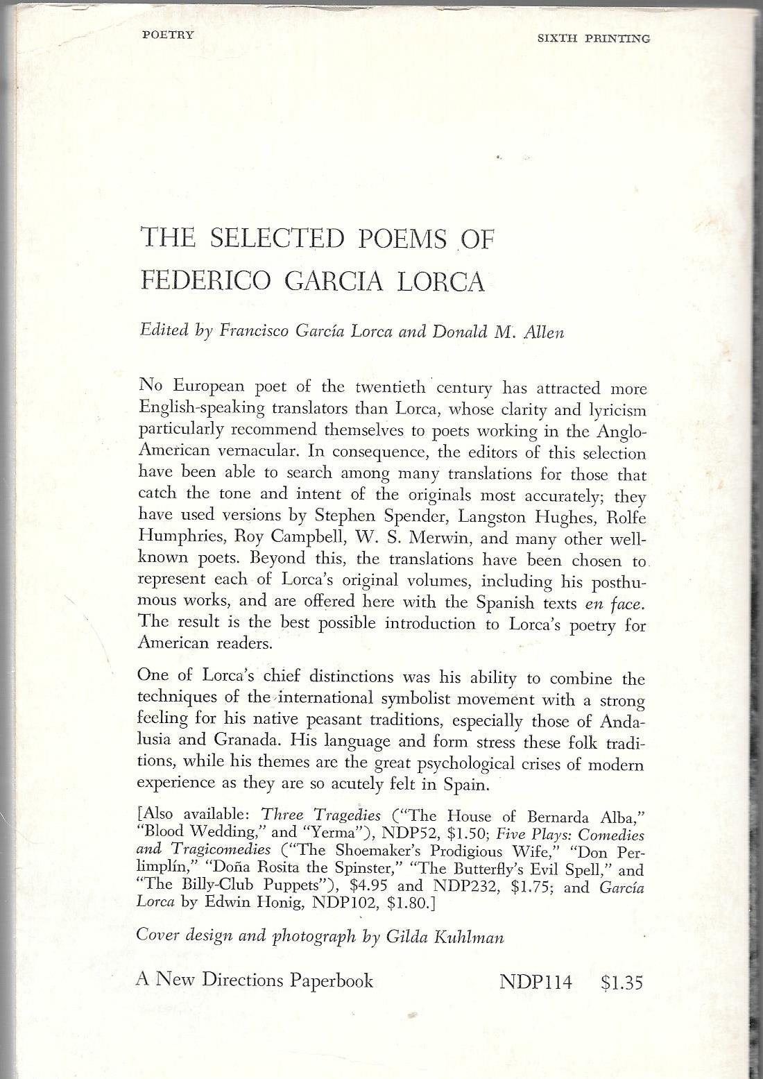 The Selected Poems of Federico Garcia Lorca