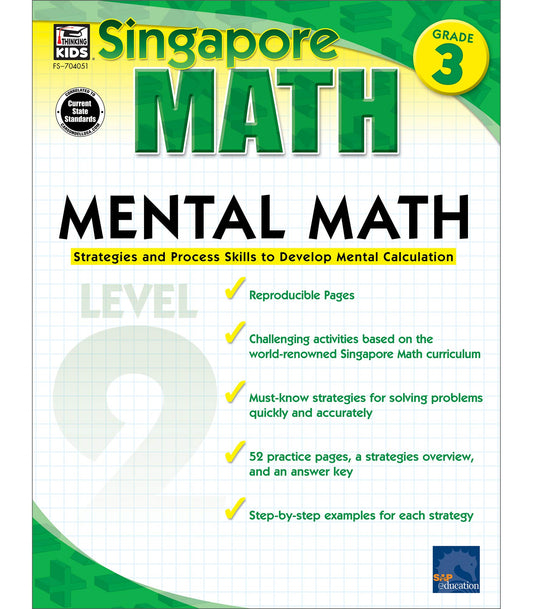 Singapore Math  Mental Math Level 2 Workbook for 3rd Grade, Paperback, 64 Pages, Ages 89 with Answer Key Frank Schaffer and Karen CermakSerfass