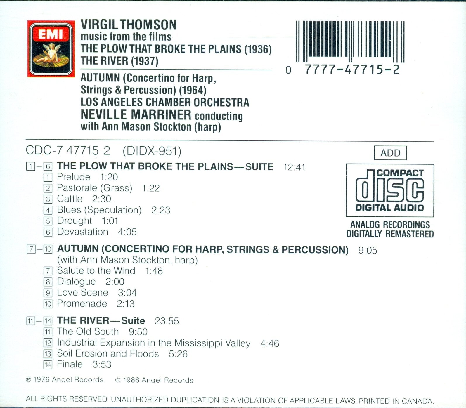 Virgil Thomson: Music for the Films "The River" & "The Plow That Broke the Plains" used book depot