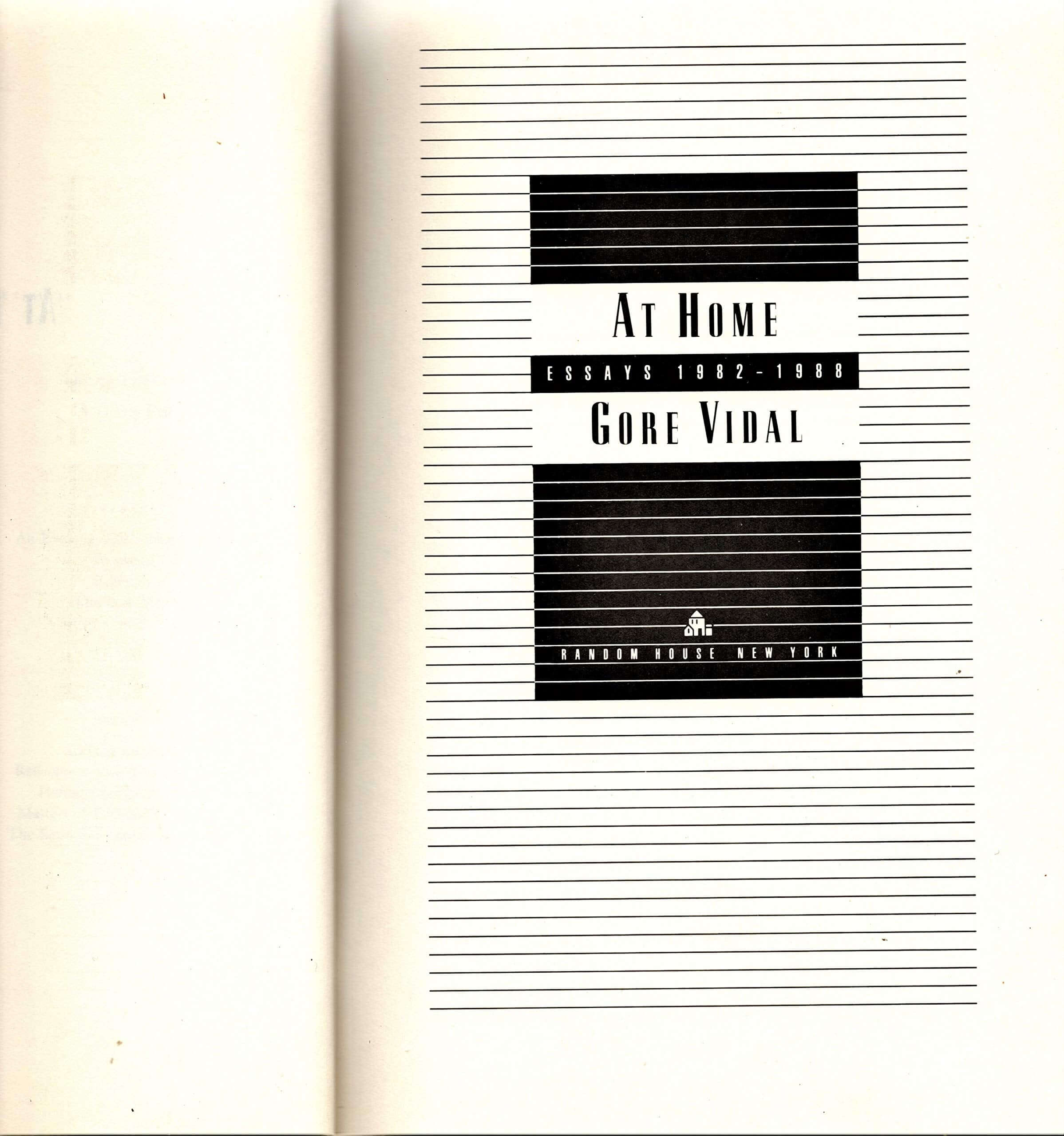 At Home: Essays, 1982-1988 used book depot
