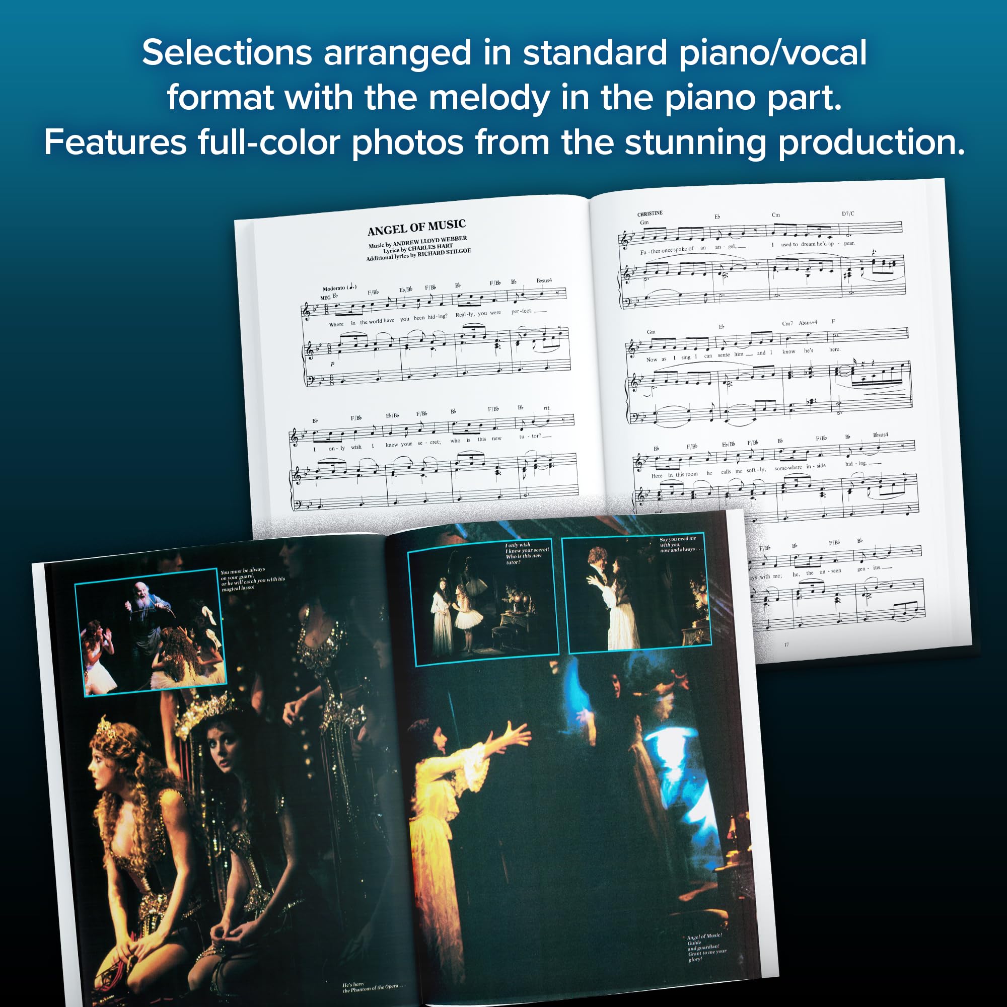 Phantom of the Opera - Souvenir Edition | Piano/Vocal Selections Songbook | 9 Iconic Songs by Andrew Lloyd Webber | Broadway Musical Sheet Music for Piano Voice and Guitar | Hal Leonard Music used book depot