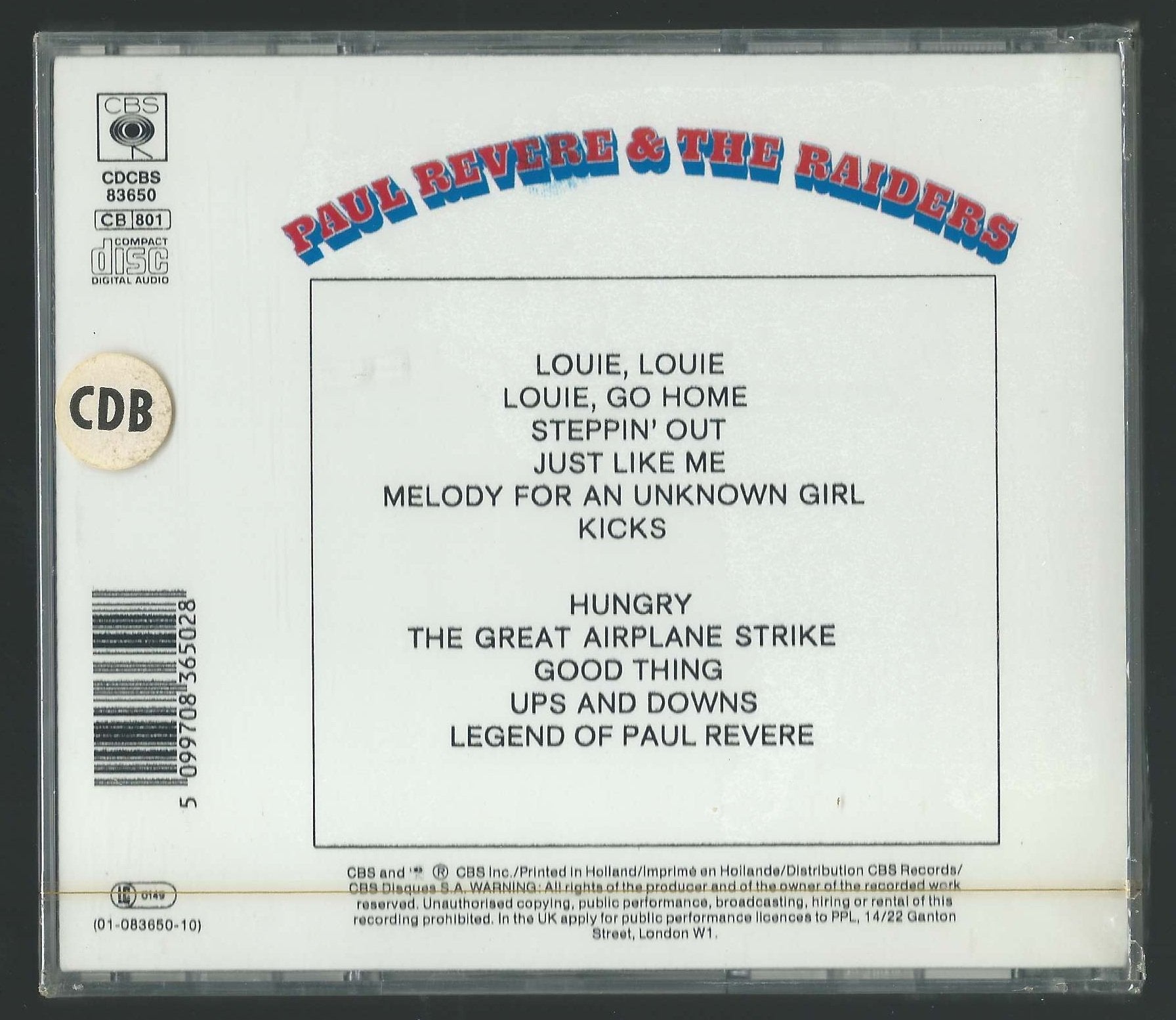 Paul Revere & the Raiders - Greatest Hits [Columbia] used book depot