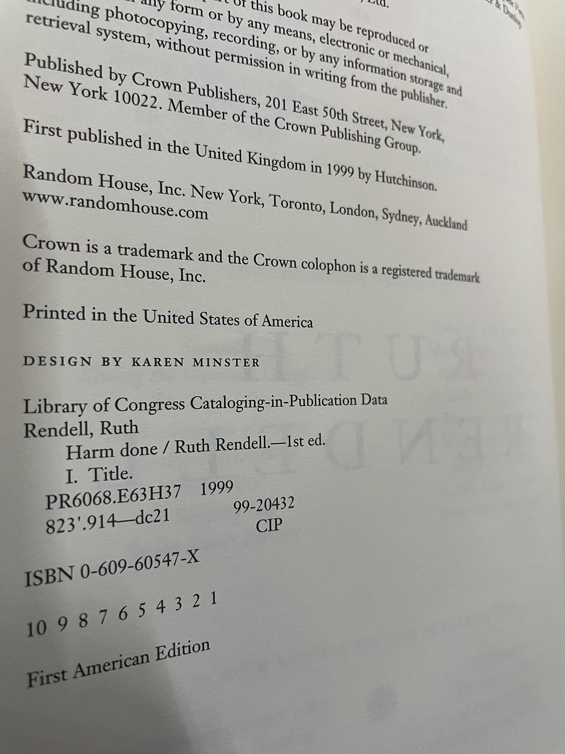 Harm Done (Chief Inspector Wexford) used book depot