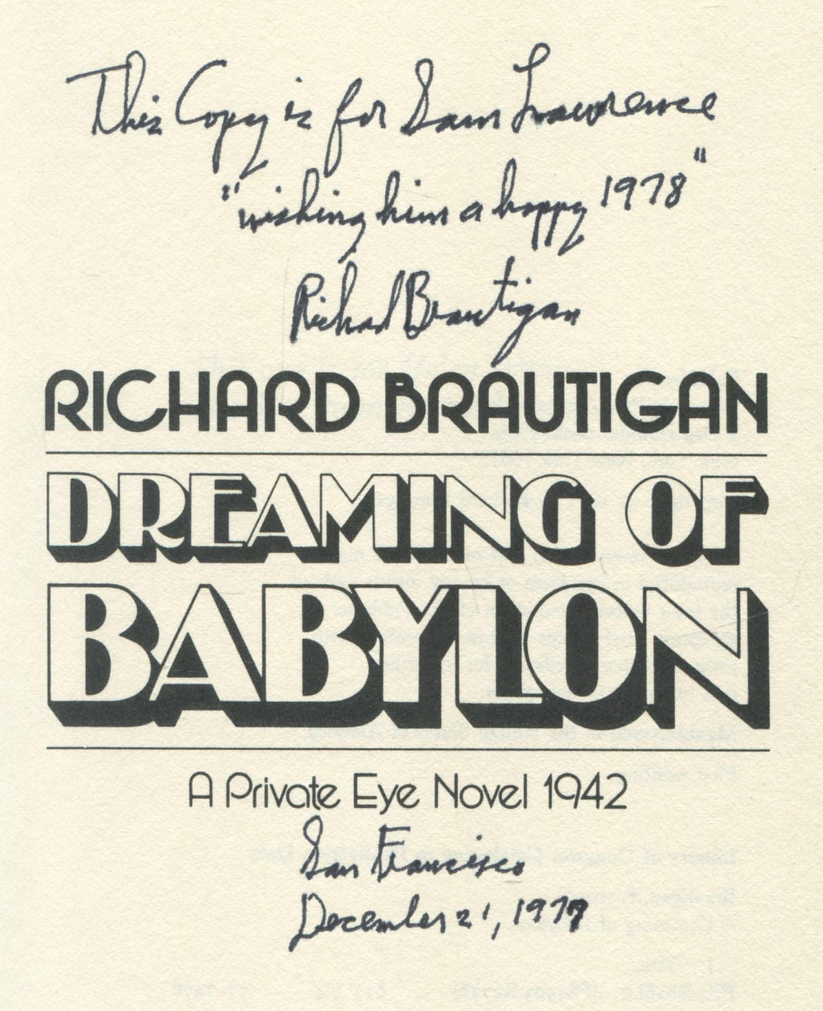 DREAMING OF BABYLON. used book depot