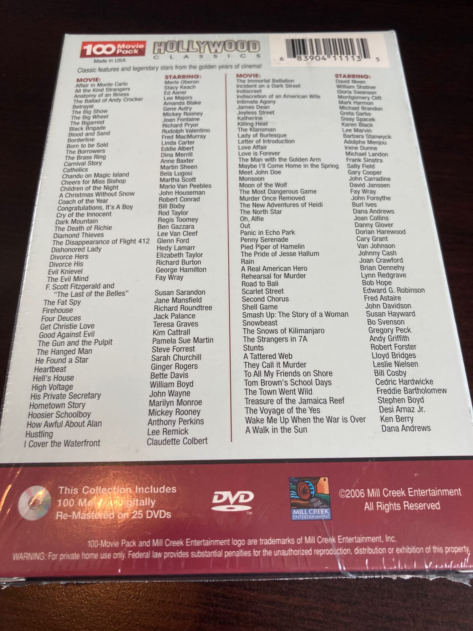 Hollywood Classics 100 Movie Pack used book depot