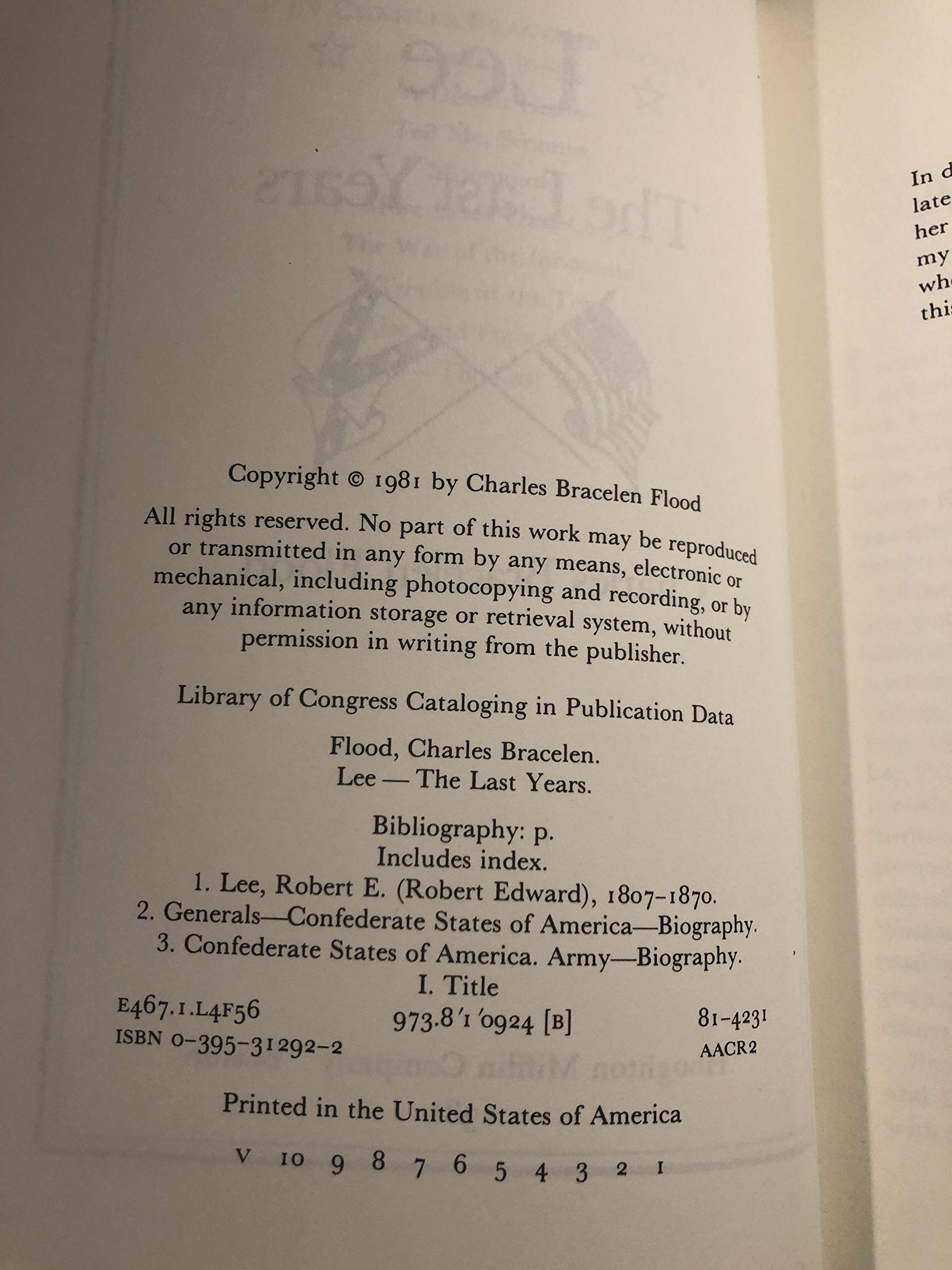 Lee: The Last Years used book depot
