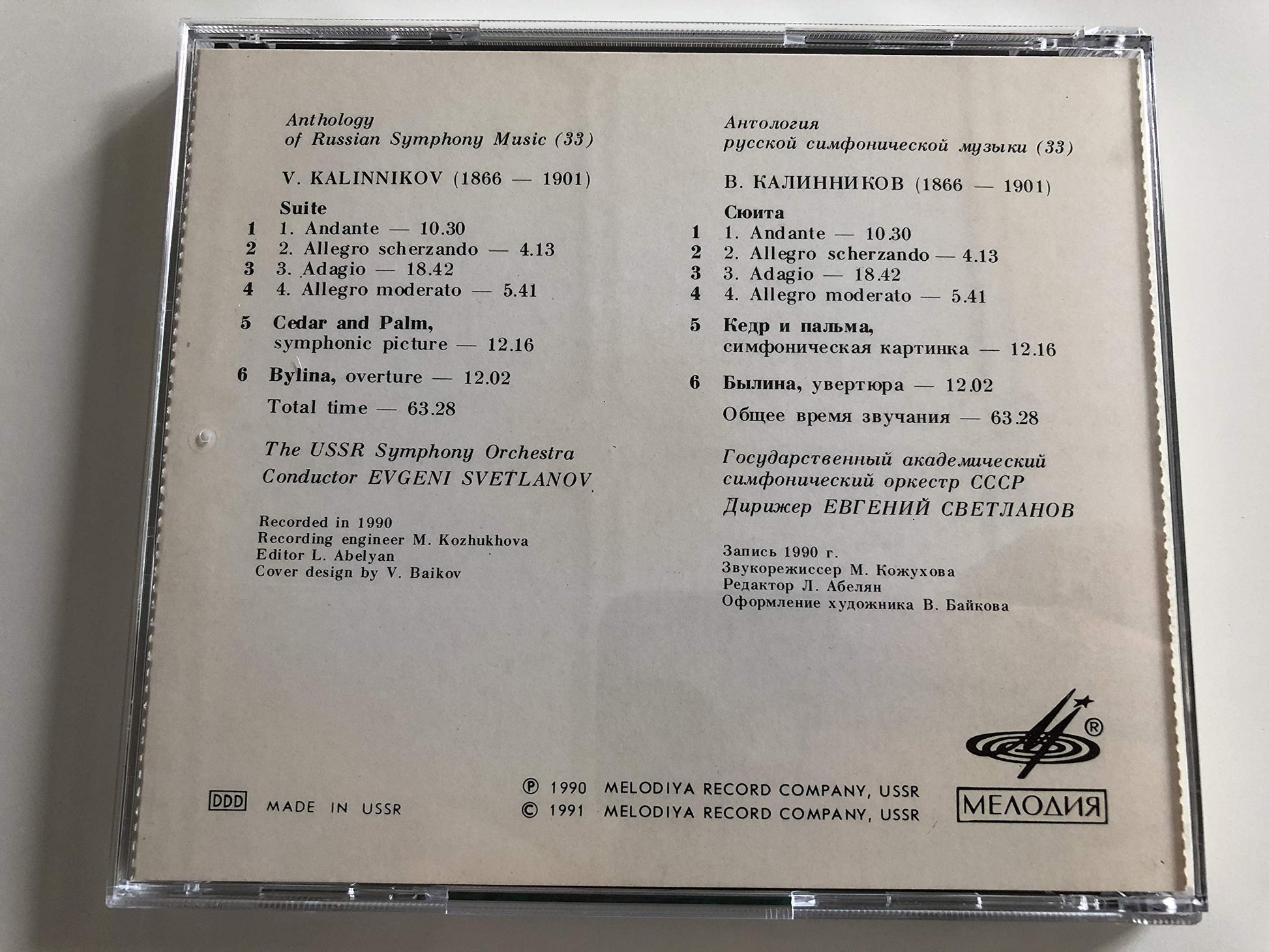 Kalinnikov: Suite /Cedar and Palm / Bylina Overture used book depot