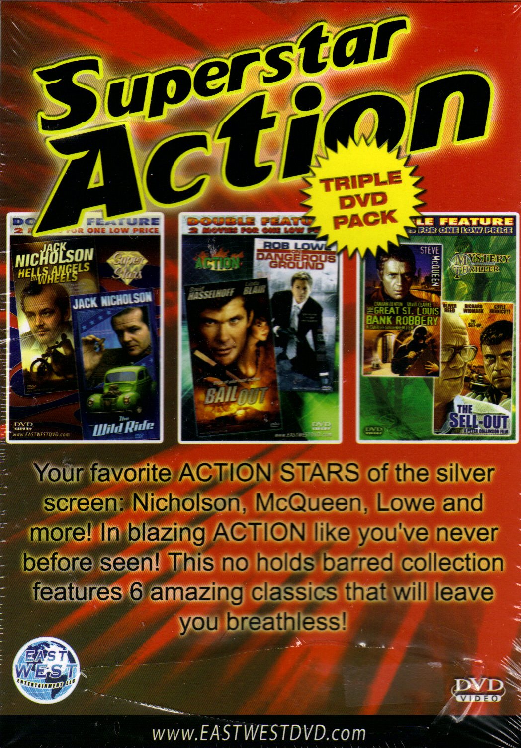 "Superstar Action"Hells Angels on Wheels+The Wild Ride+On Dangerous Ground+Bail Out+The Sell-Out+The Great St. Louis Bank Robbery[Triple DVD Pack & Double Feature]