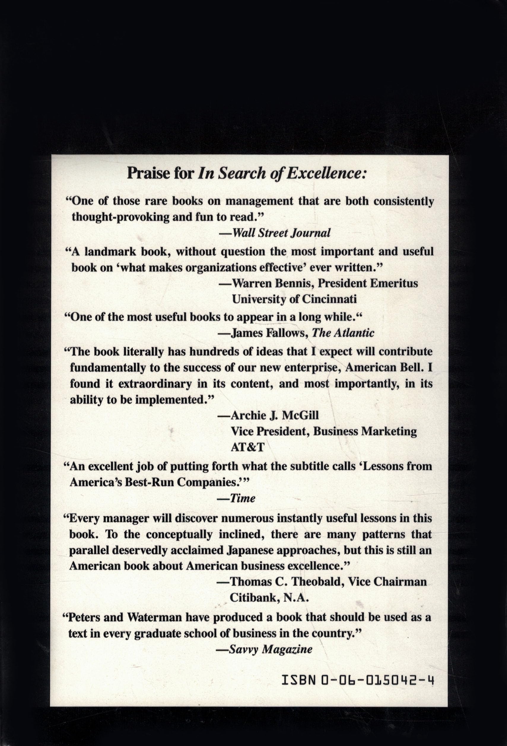 In Search of Excellence: Lessons from America's Best-Run Companies used book depot