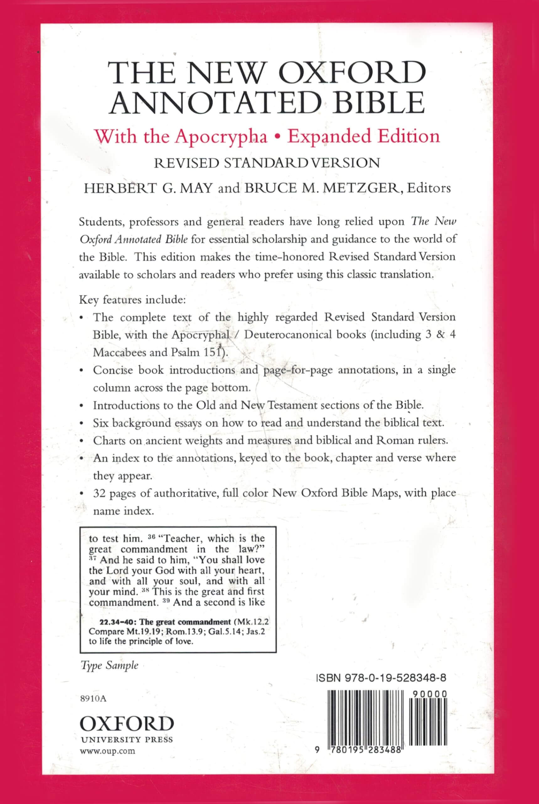 The New Oxford Annotated Bible with the Apocrypha, Revised Standard Version, Expanded Edition (Hardcover 8910A) used book depot