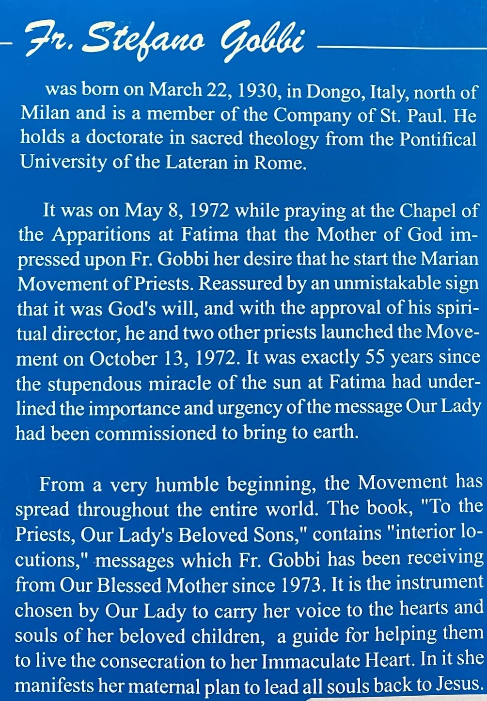 To The Priests, Our Lady's Beloved Sons (18th edition)