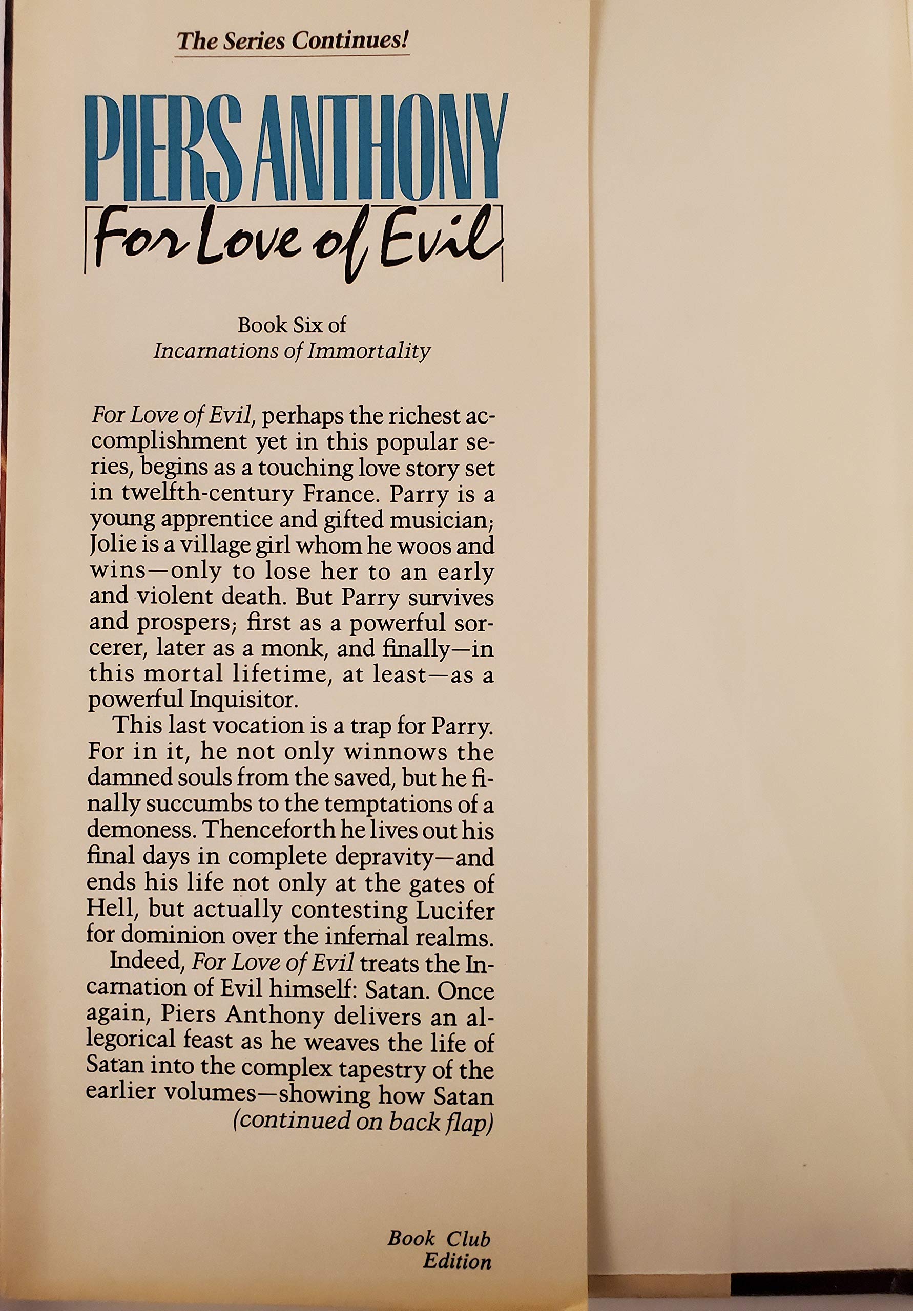 For Love of Evil (Incarnations of Immortality) used book depot