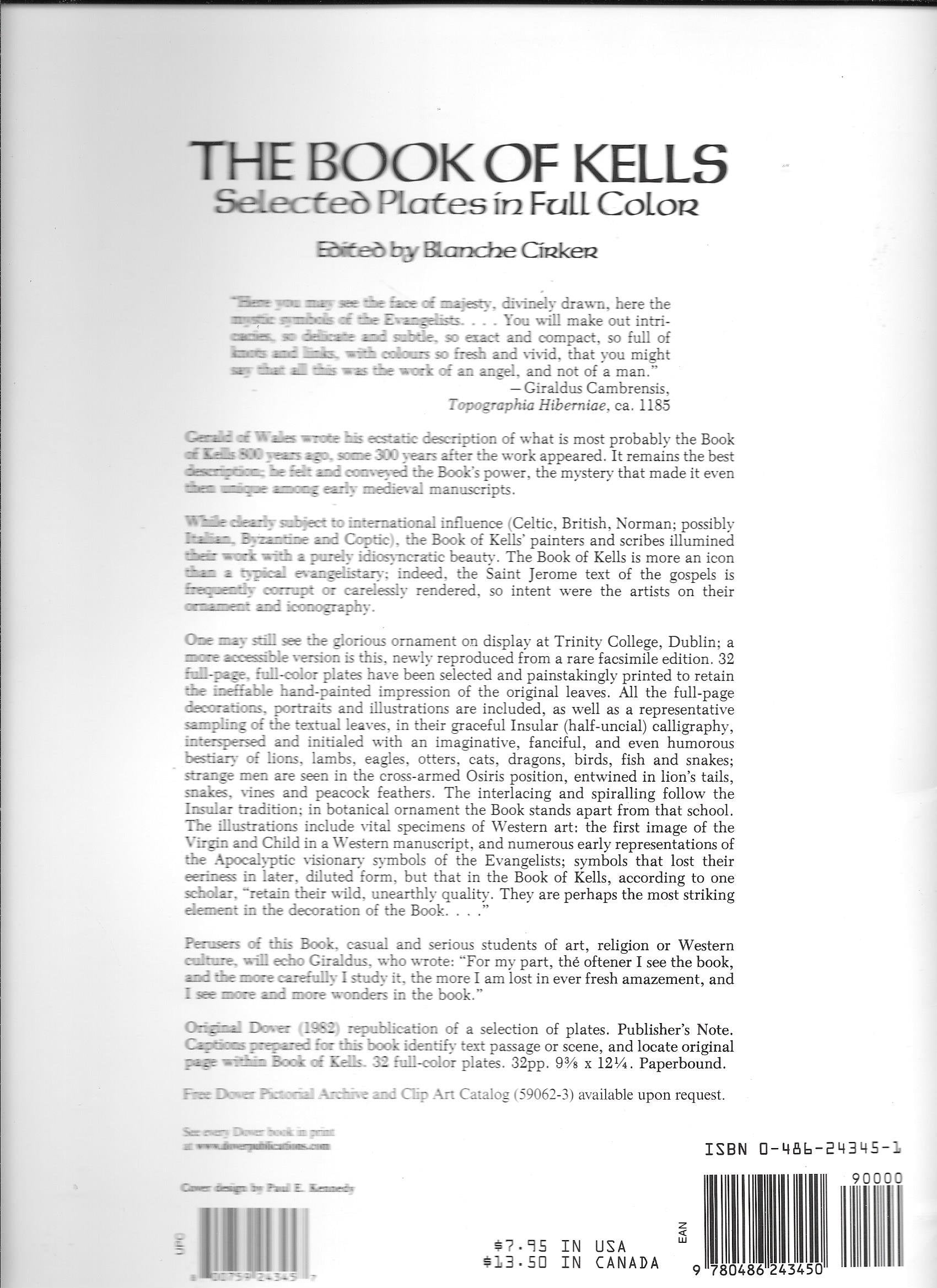 The Book of Kells: Selected Plates in Full Color used book depot