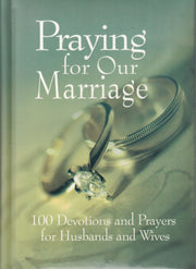 Cover of the book Praying for Our Marriage featuring wedding rings and the title prominently displayed.