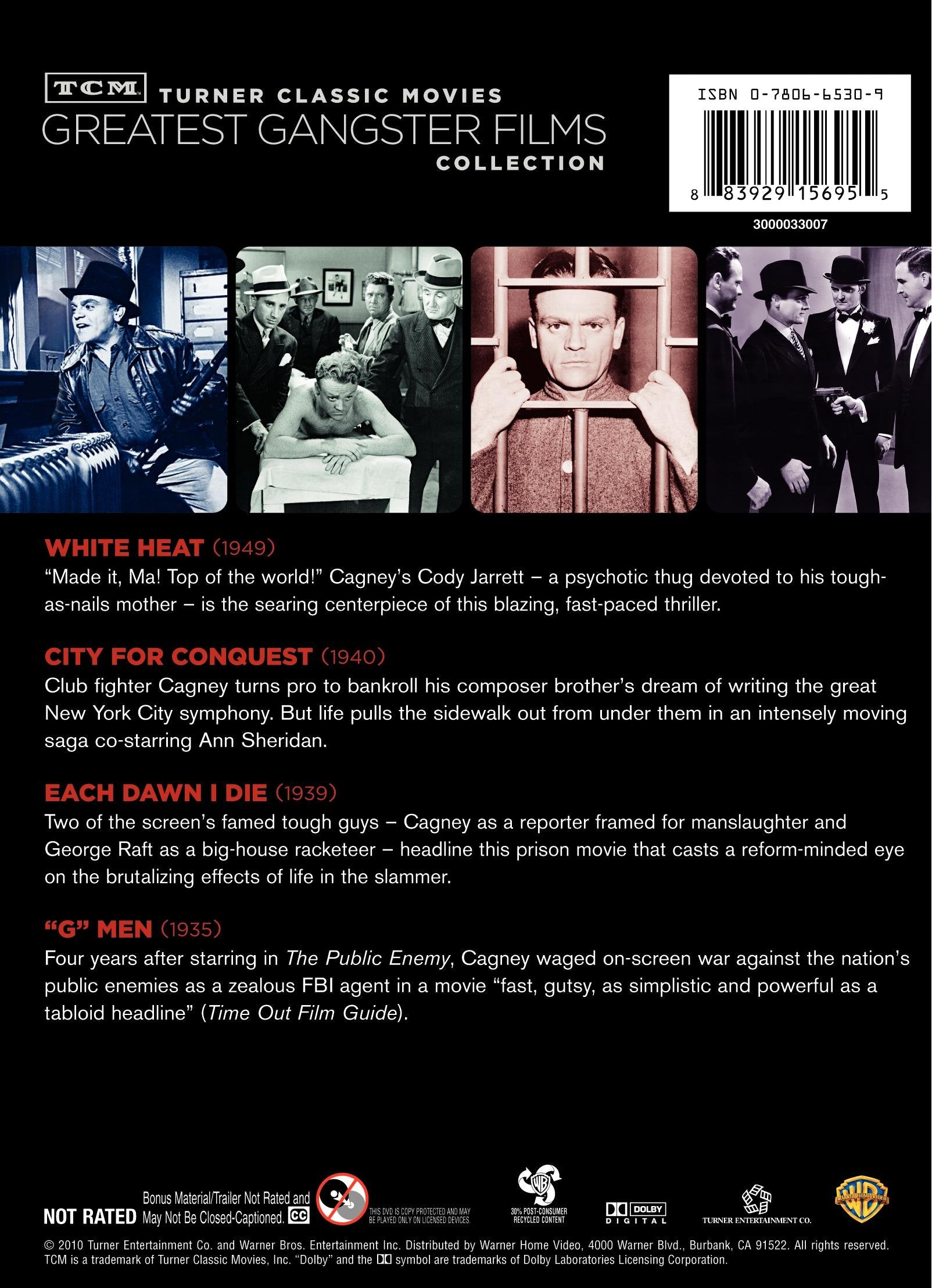 TCM Greatest Classic Film Collection: Gangsters - James Cagney (White Heat / City for Conquest / Each Dawn I Die / G Men) used book depot
