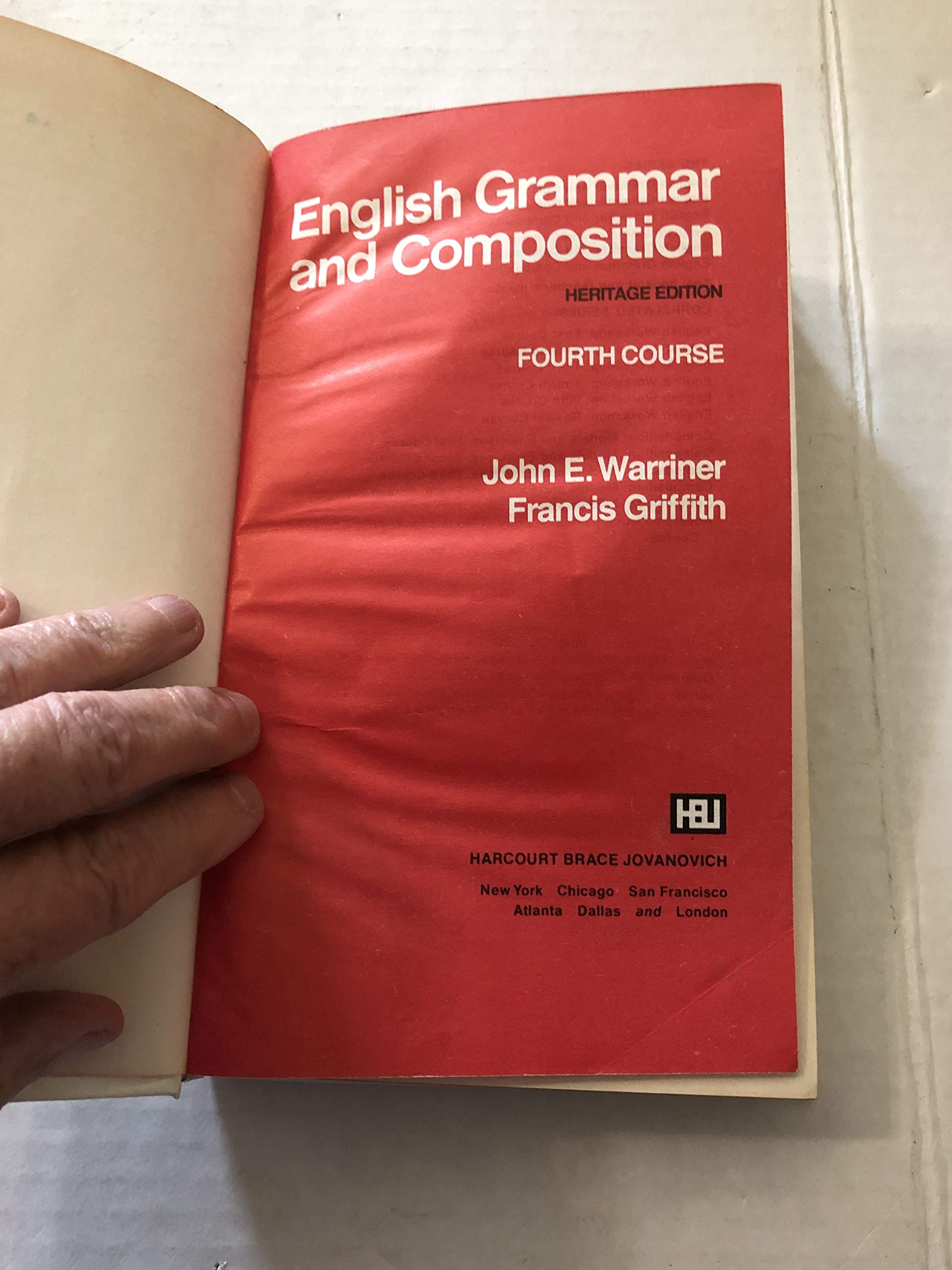 Warriner's English Grammar and Composition, 4th Course, Grade 10 used book depot