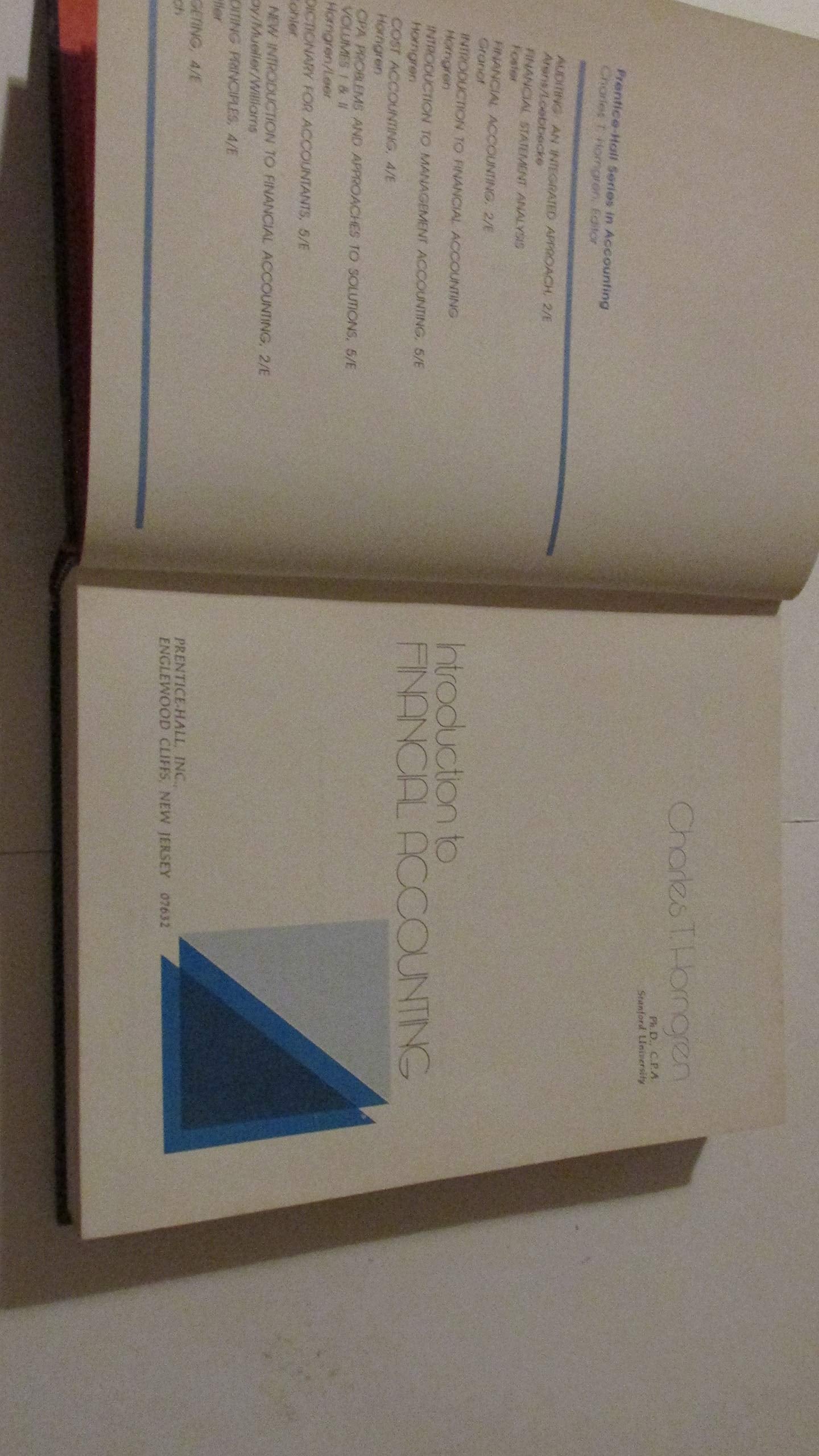 Introduction to financial accounting (Prentice-Hall series in accounting) used book depot