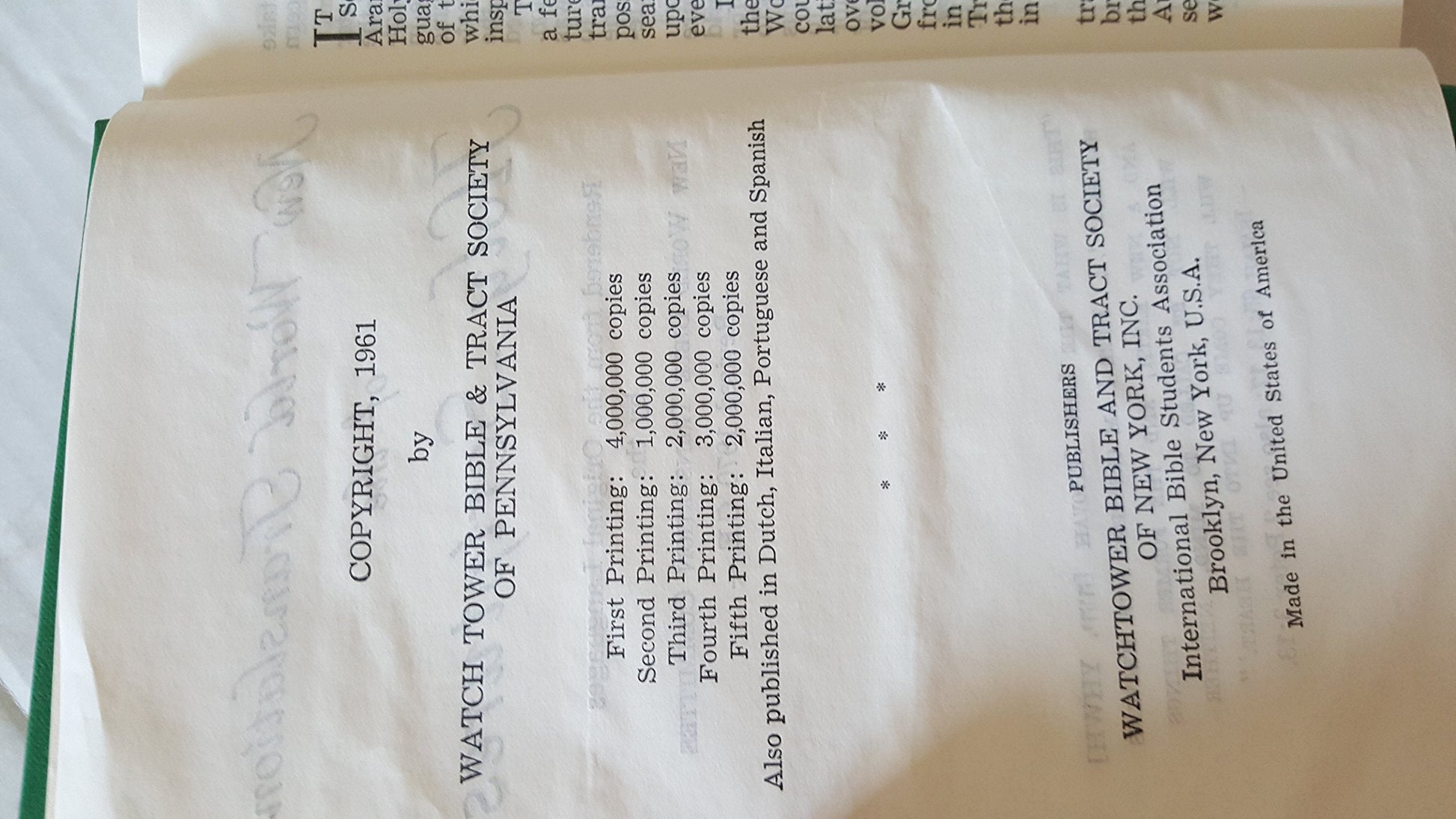 New World Translation Of The Holy Scriptures used book depot