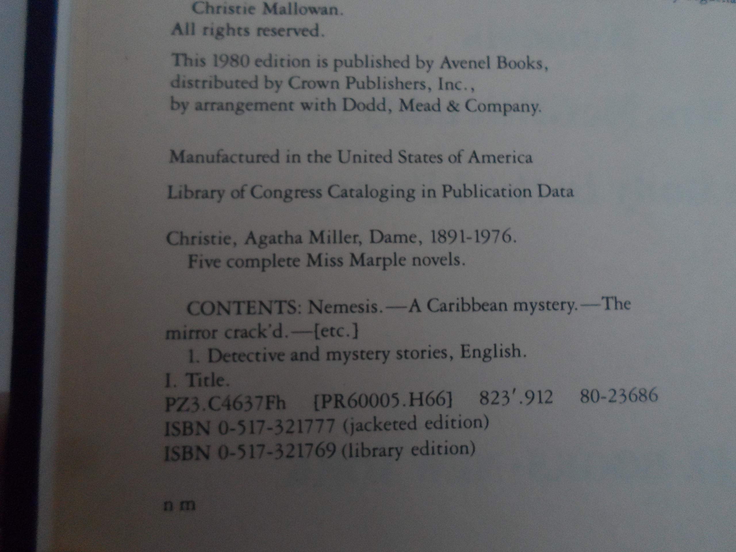 Five Complete Miss Marple Novels used book depot