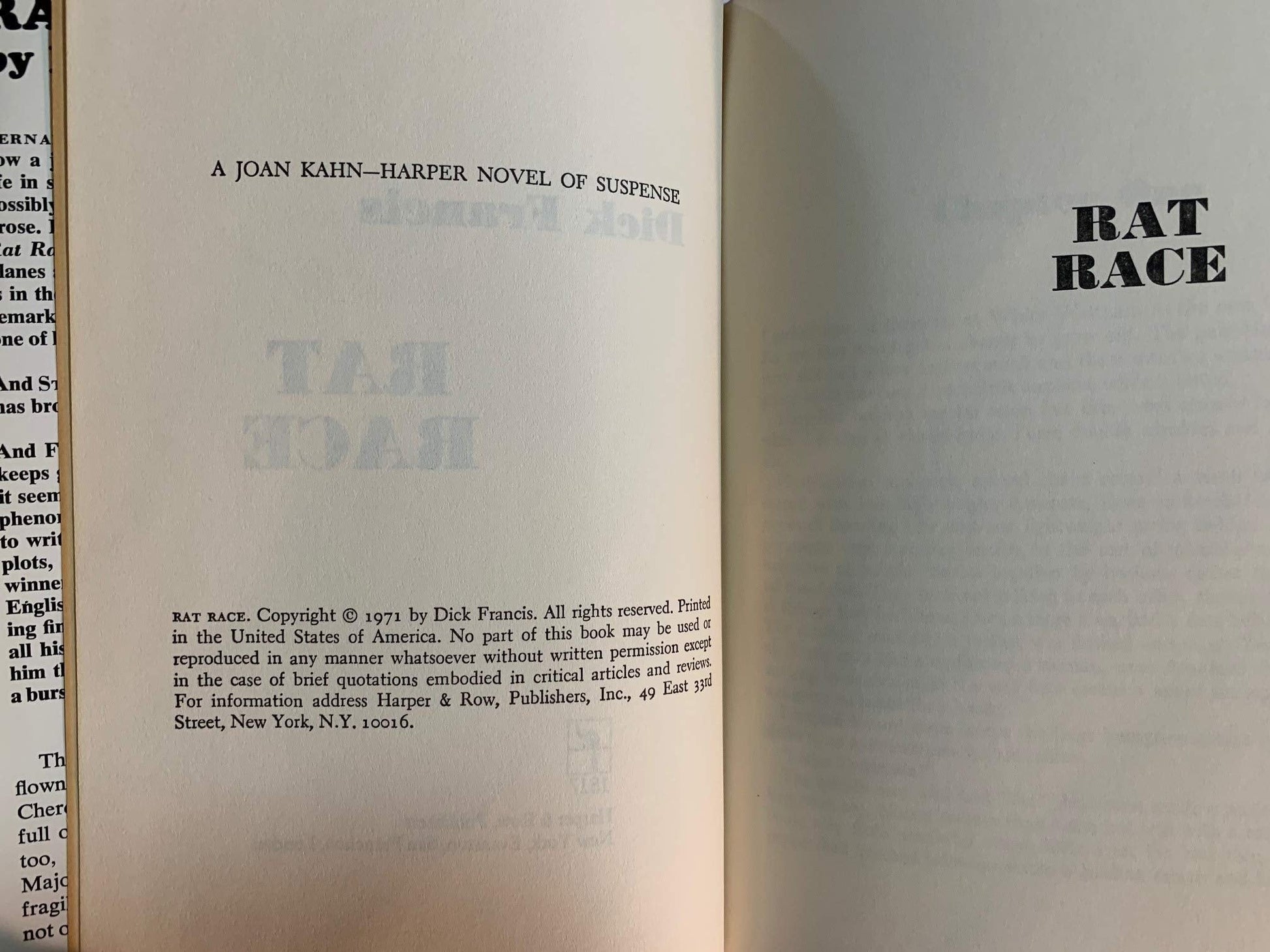Rat Race - 1st US Edition/1st Printing used book depot