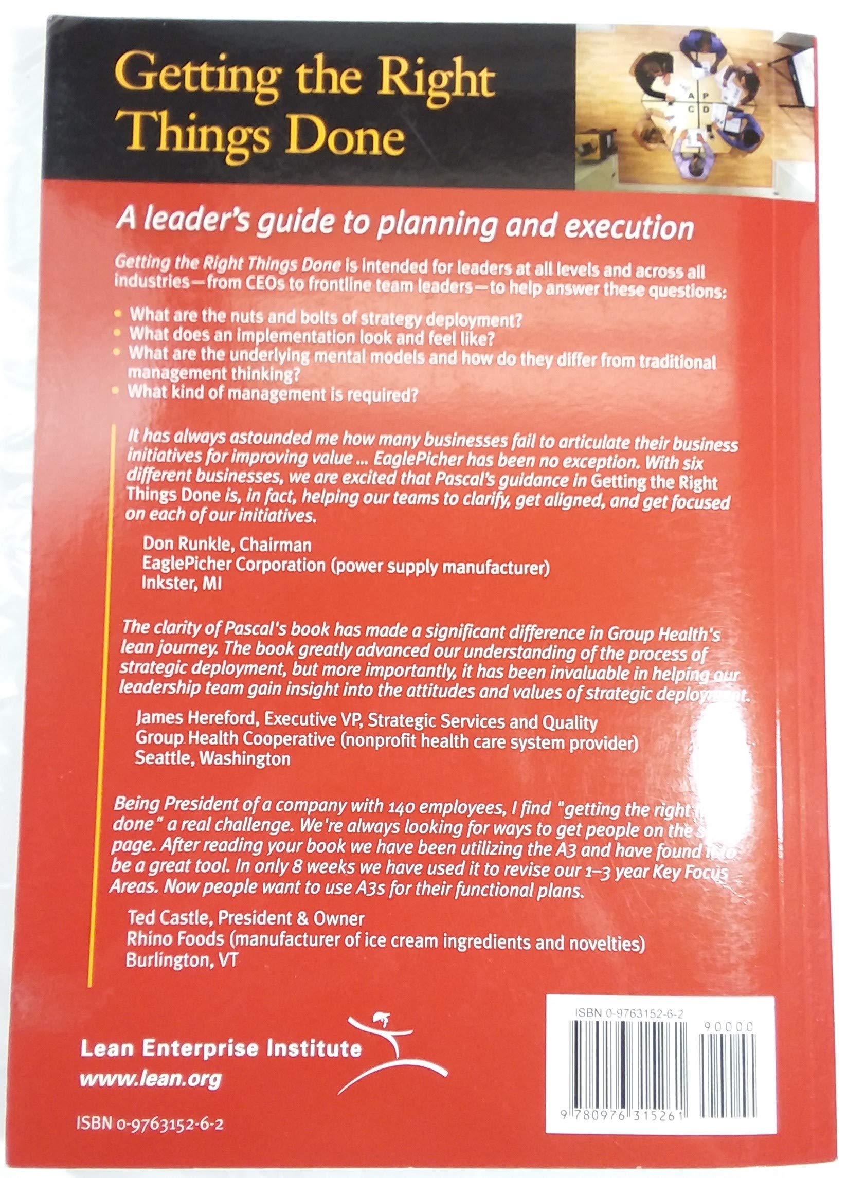 Getting the Right Things Done: A Leader's Guide to Planning and Execution used book depot
