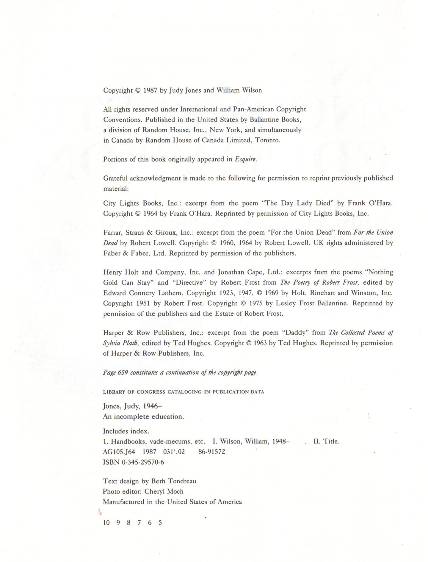 An Incomplete Education used book depot