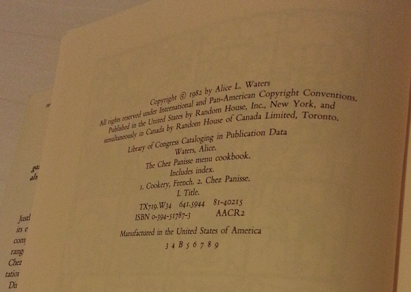 Chez Panisse Menu Cookbook used book depot