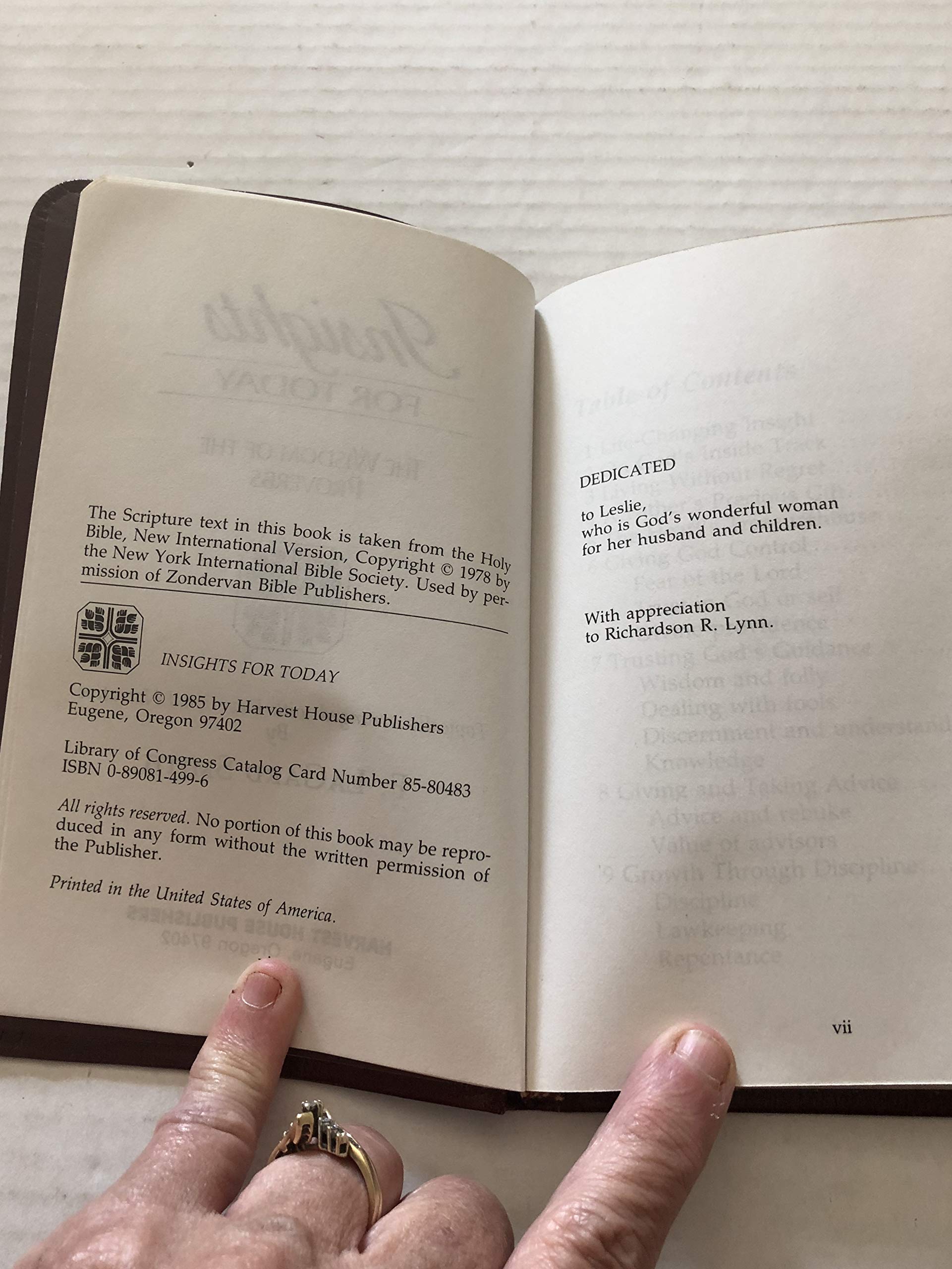 Insights for today: The wisdom of the proverbs used book depot