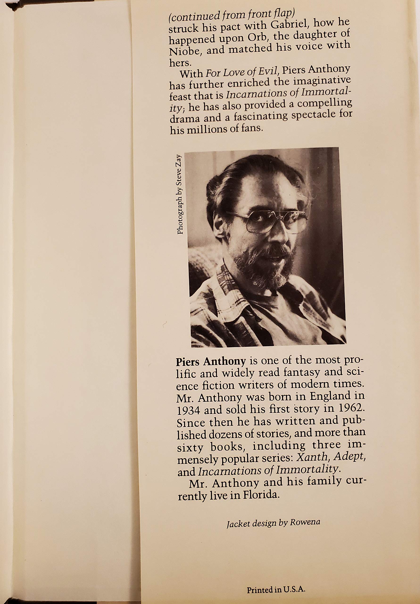 For Love of Evil (Incarnations of Immortality) used book depot