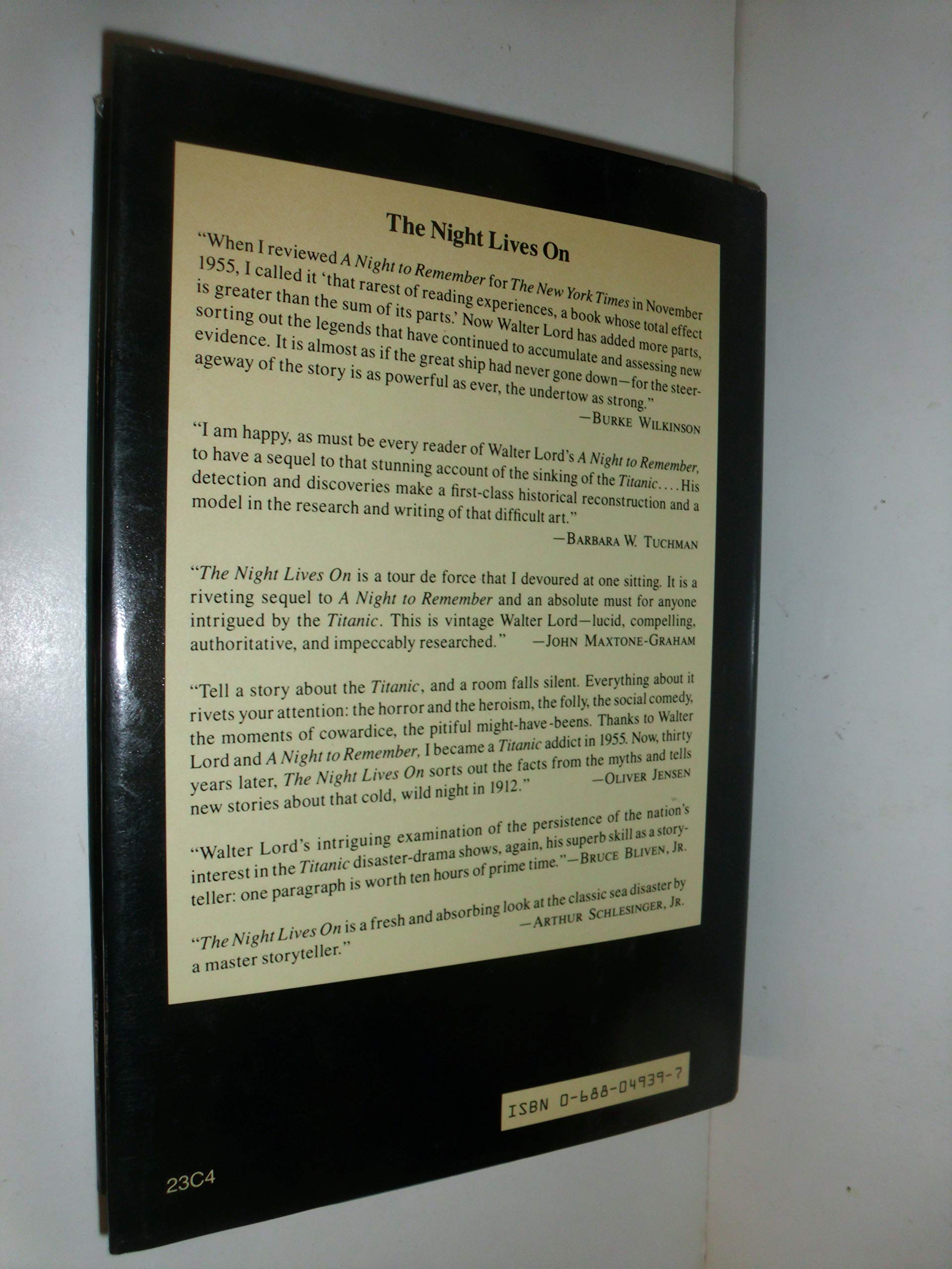 THE NIGHT LIVES ON: New Thoughts, Theories, and Revelations About the "Titanic" used book depot