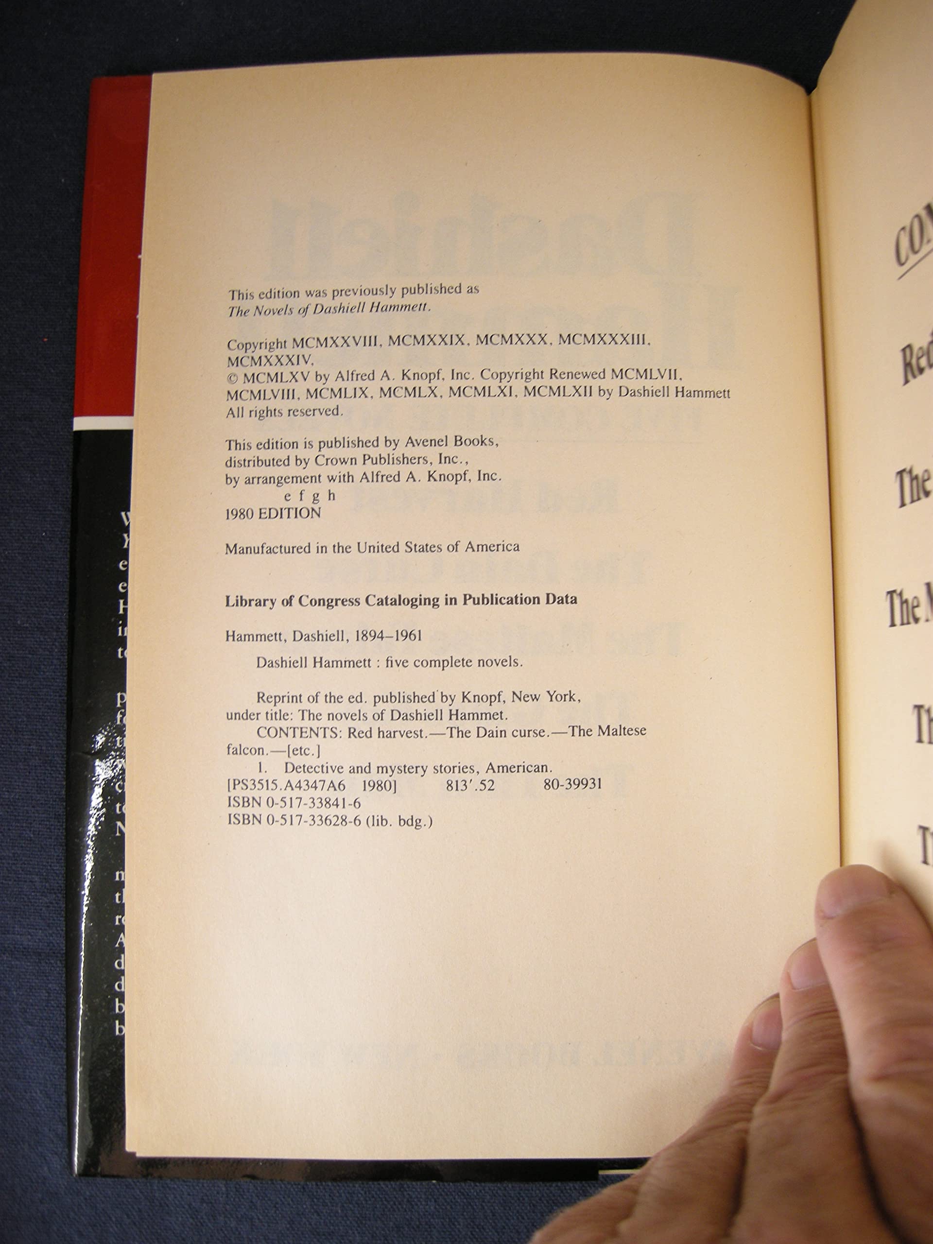 Dashiell Hammett: Five Complete Novels: Red Harvest, The Dain Curse, The Maltese Falcon, The Glass Key, and The Thin Man used book depot