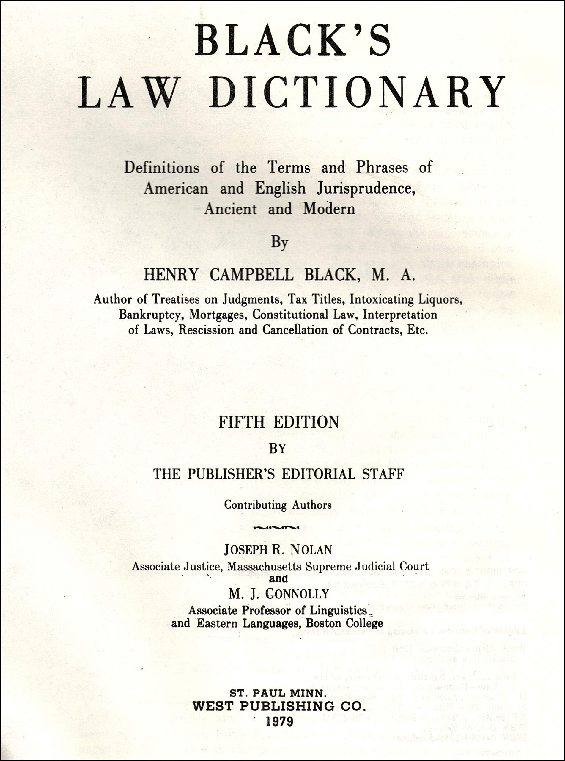 Black's Law Dictionary: Definitions of the Terms and Phrases of American and English Jurisprudence, Ancient and Modern, 5th Edition used book depot