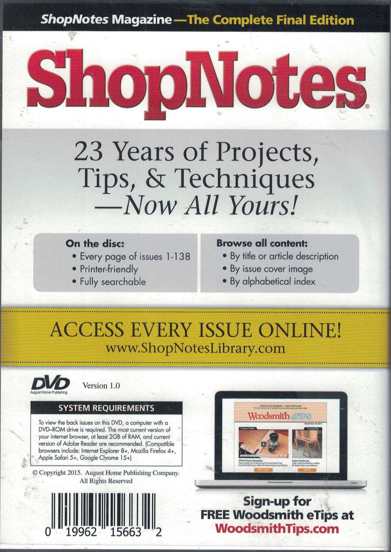 ShopNotes Final Edition: 138 Complete issues (1992-2014) used book depot