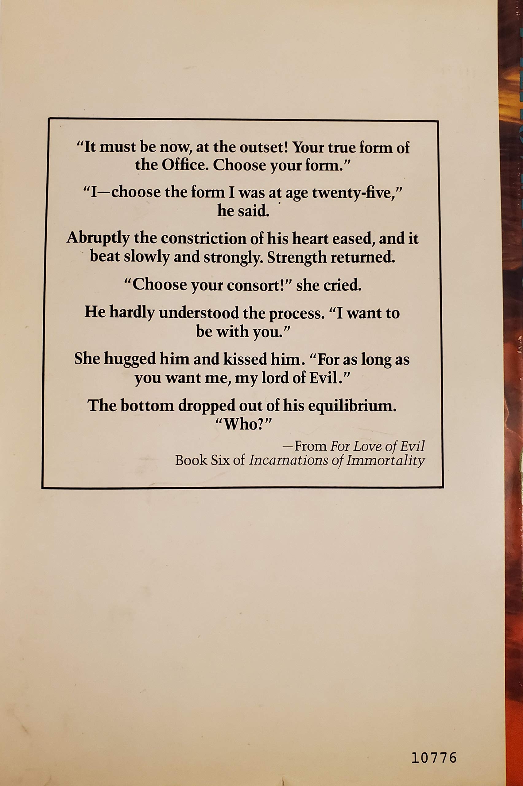For Love of Evil (Incarnations of Immortality) used book depot