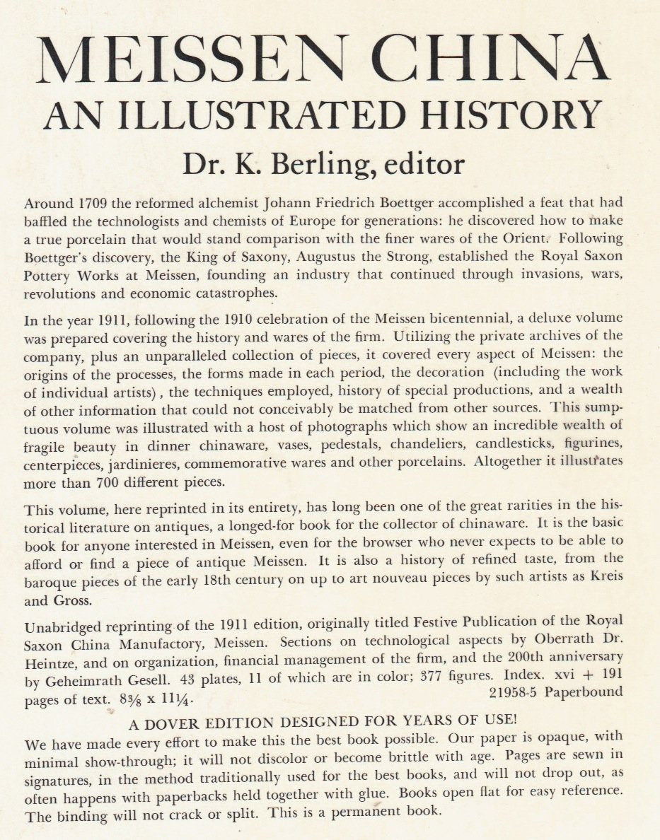 Meissen China: An Illustrated History (With over 700 Illustrations, Including 72 in Full Color) used book depot