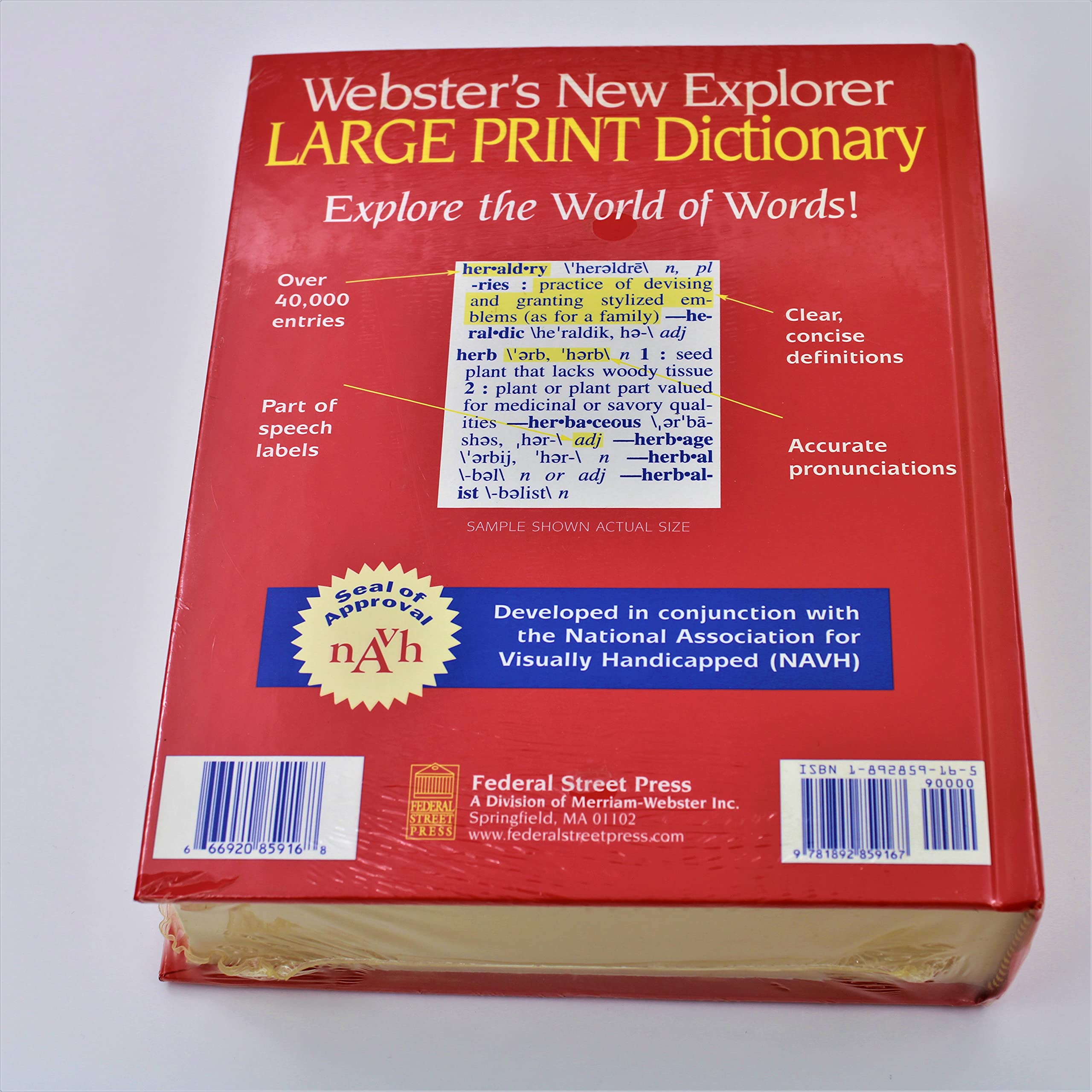 Webster's New Explorer Large Print Dictionary used book depot
