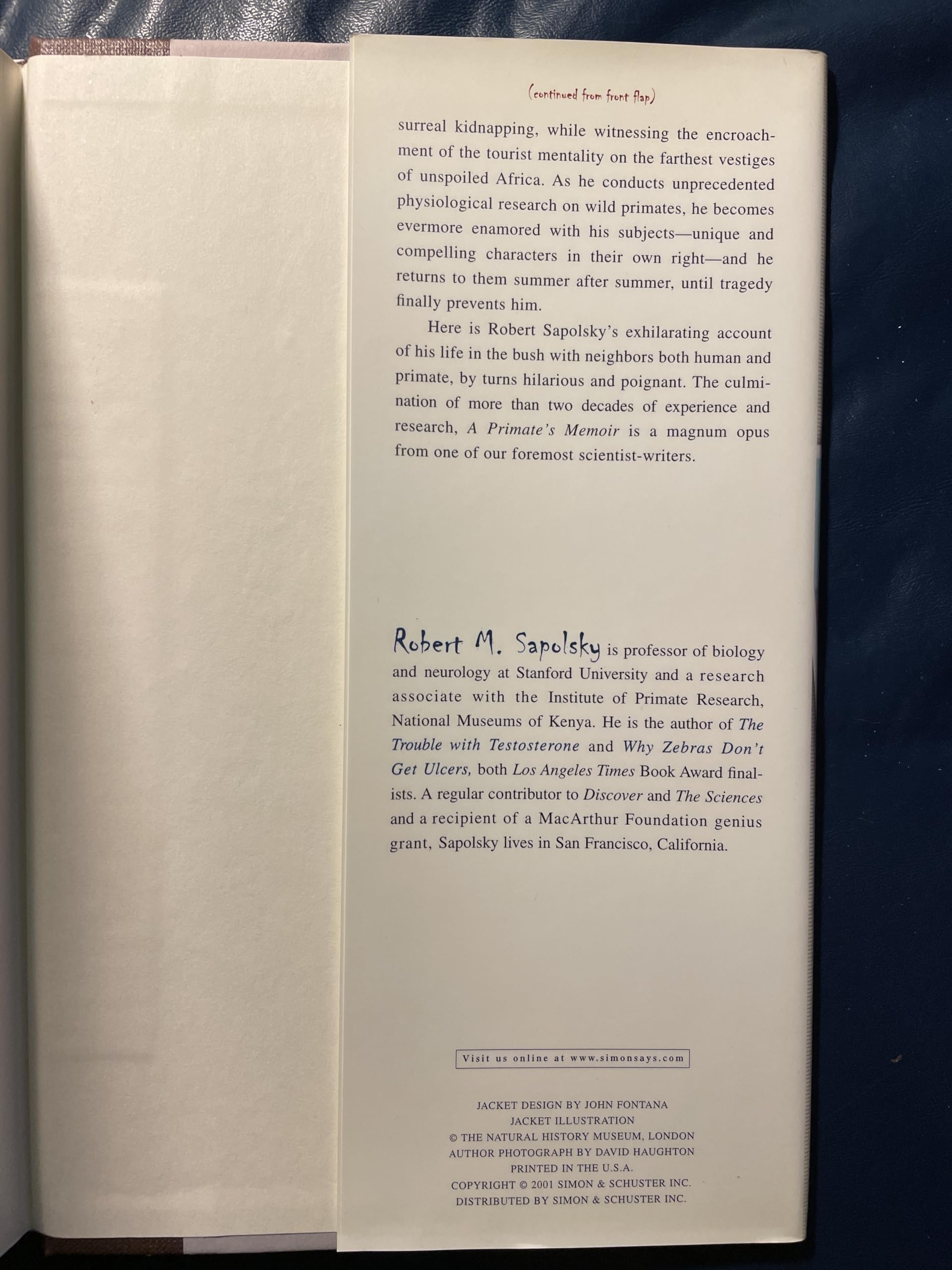 A Primate's Memoir used book depot