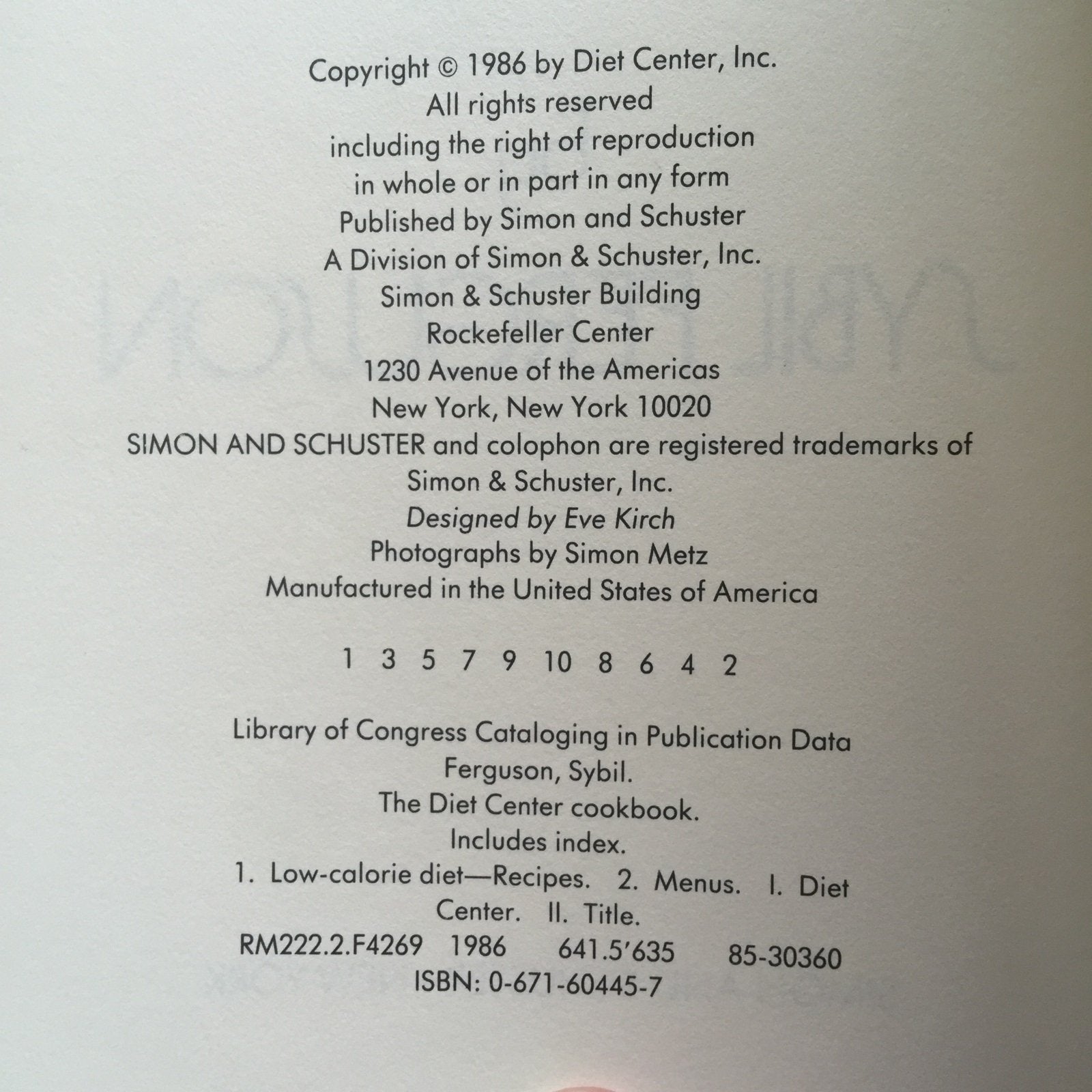 The Diet Center Cookbook used book depot