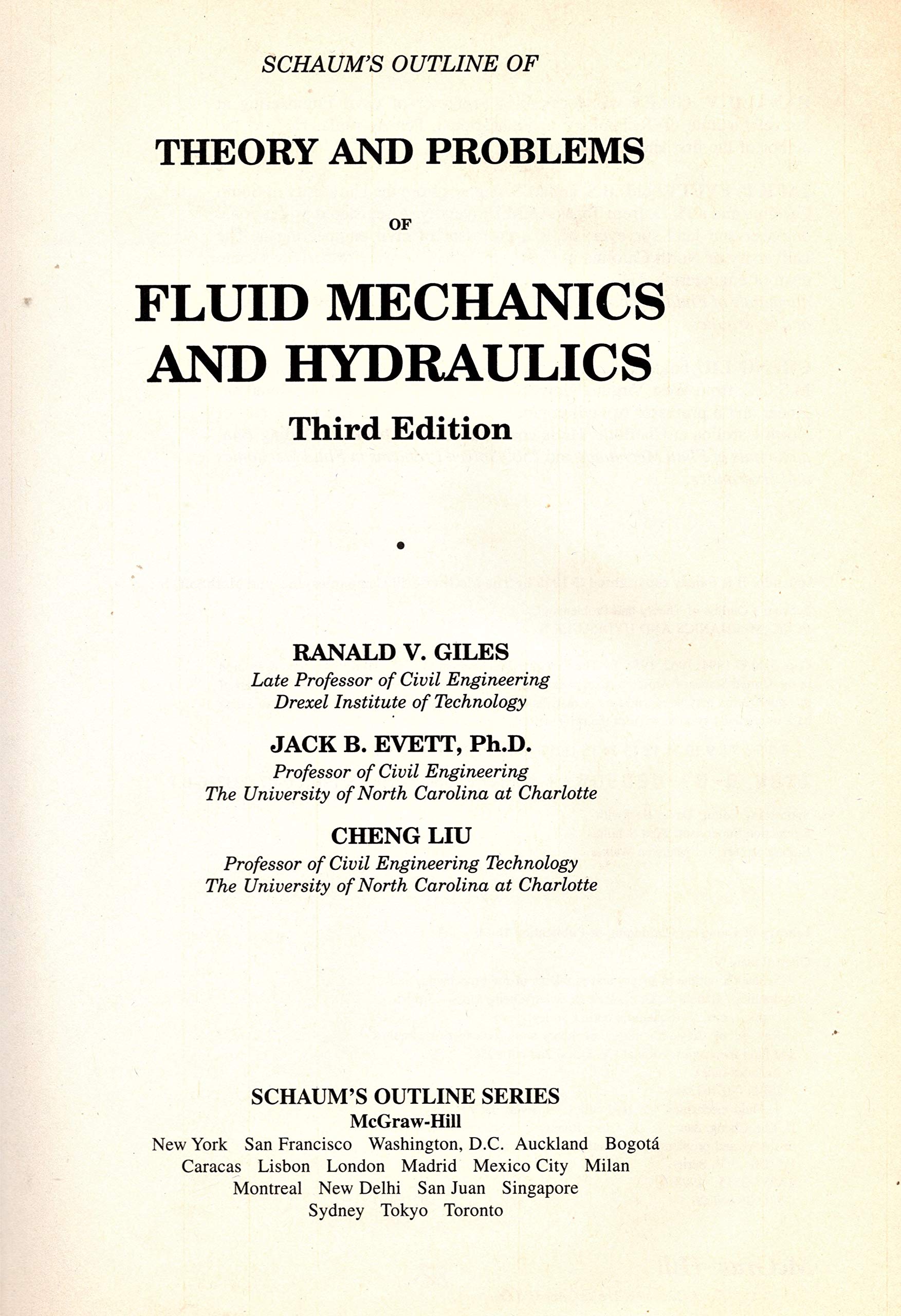 Schaum's Outline of Fluid Mechanics and Hydraulics (Schaum's)