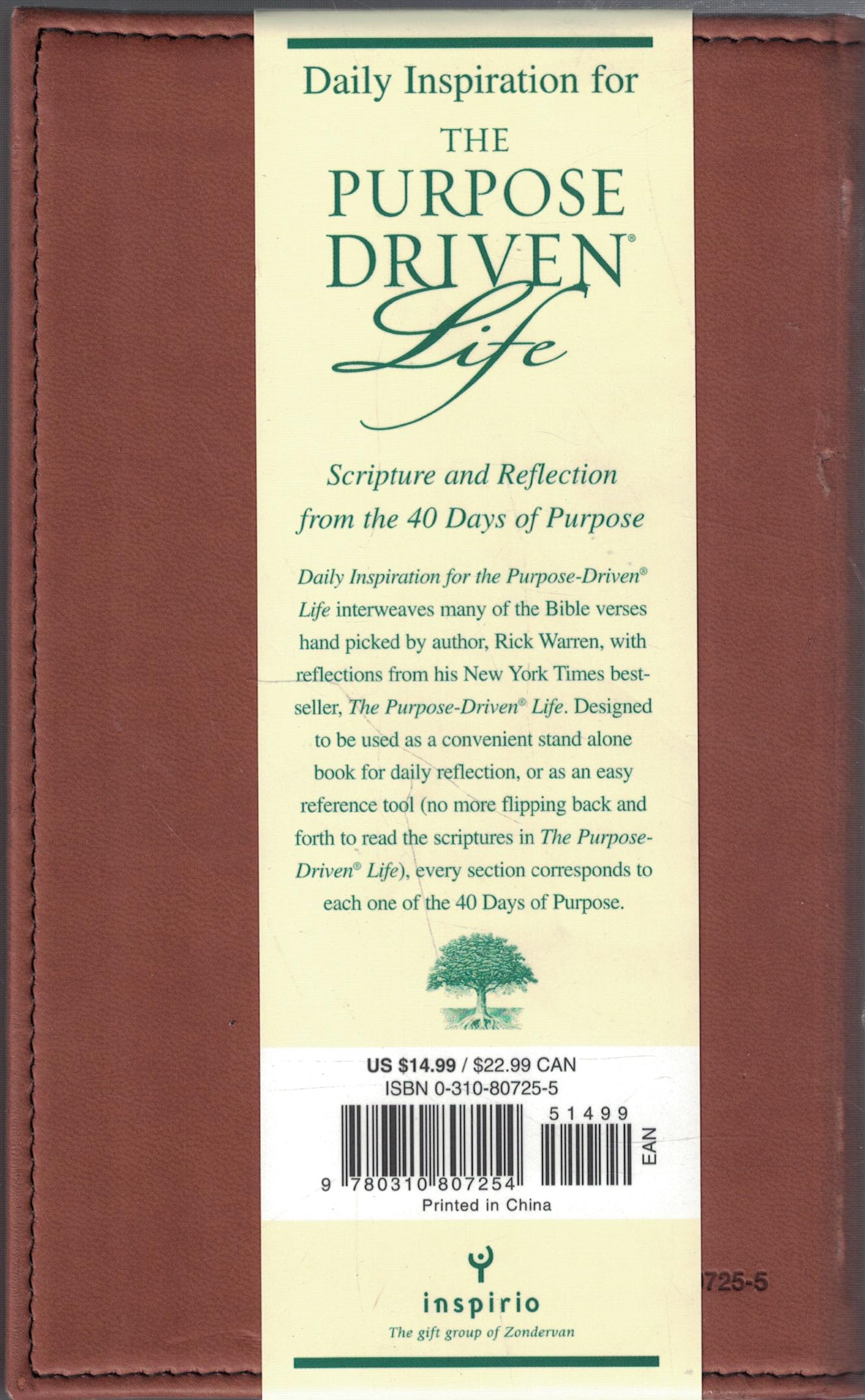 Daily Inspiration for the Purpose Driven Life Deluxe Tan used book depot
