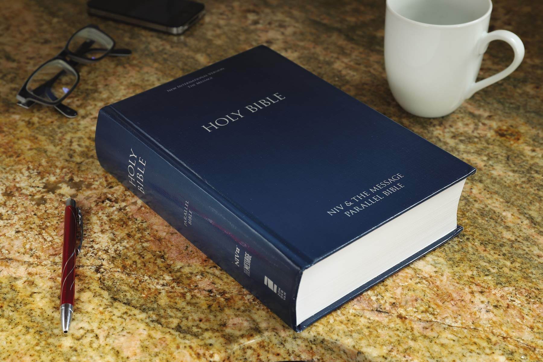 NIV, The Message, Parallel Bible, Large Print, Hardcover: Two Bible Versions Together for Study and Comparison used book depot
