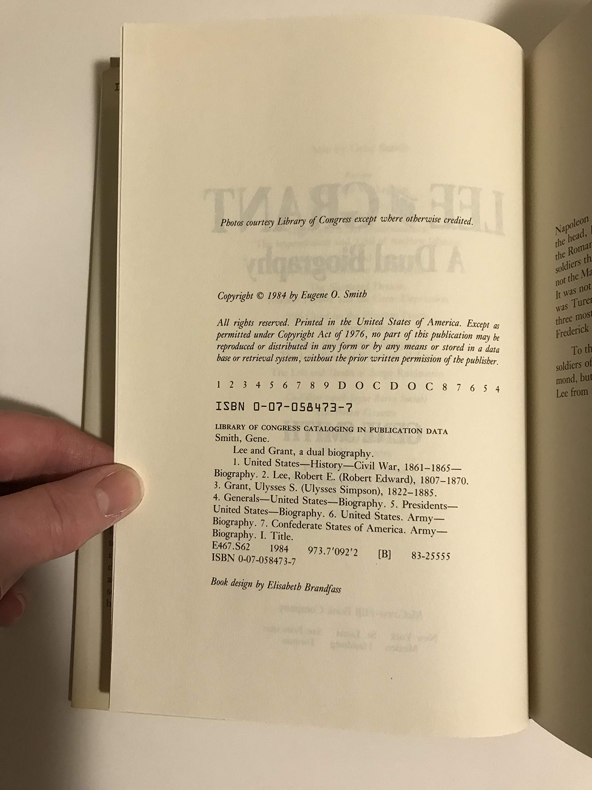 Lee and Grant: A Dual Biography used book depot
