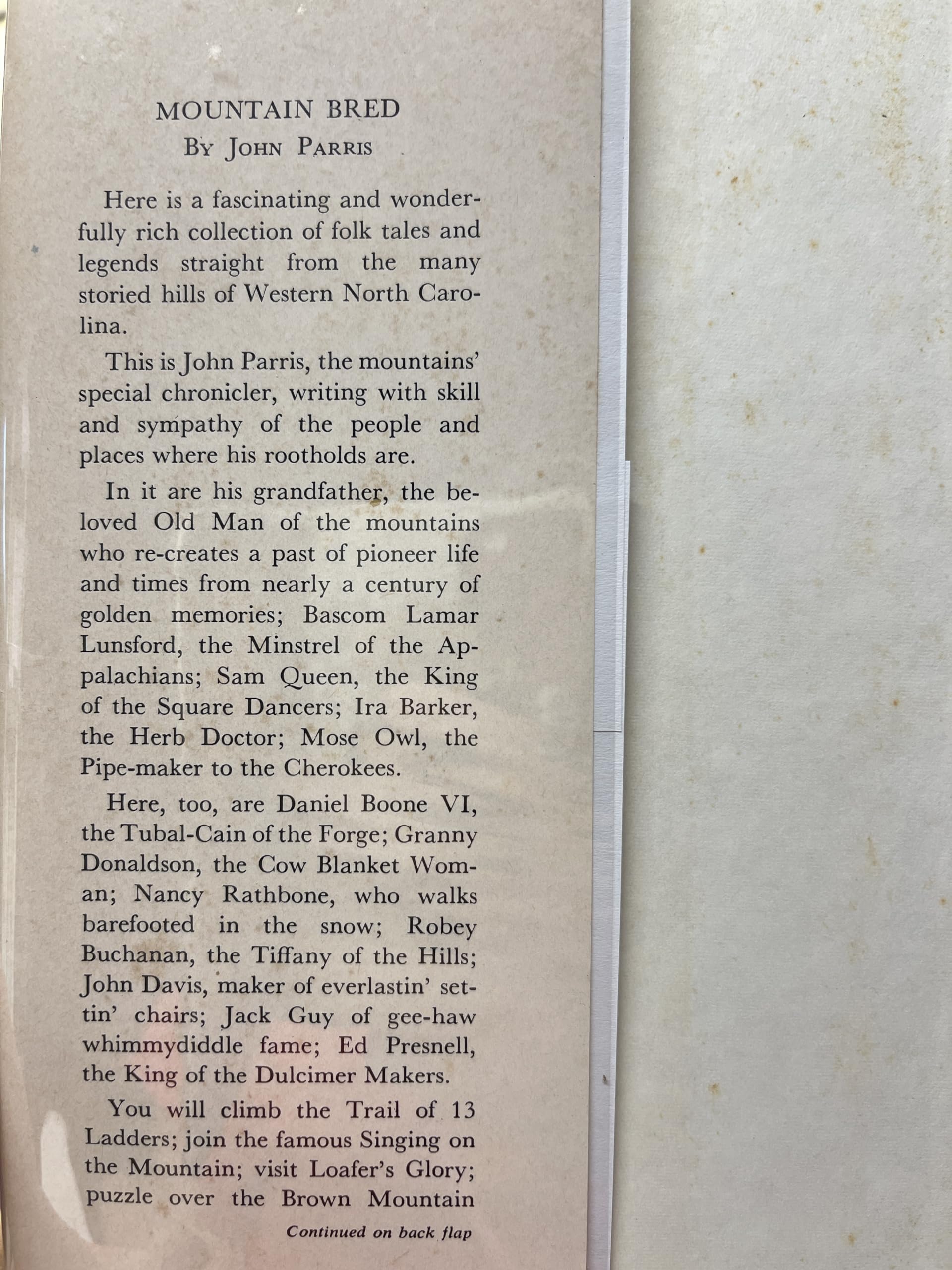 Mountain Bred - Tales By John Parris used book depot